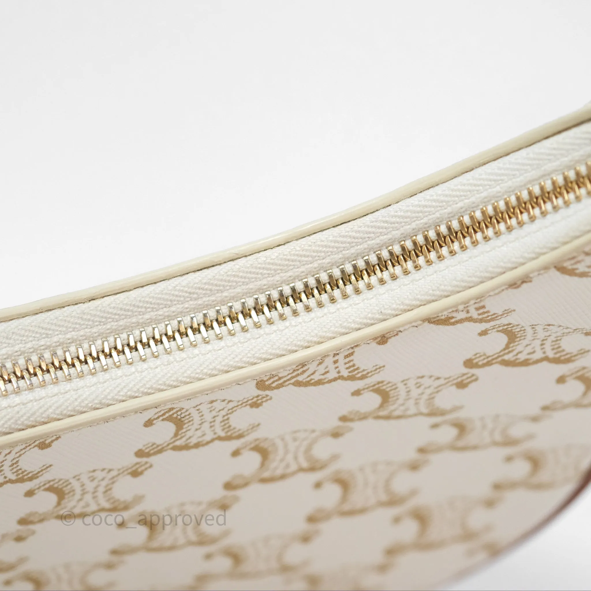 Celine Ava Bag In Triomphe Canvas Calfskin White
