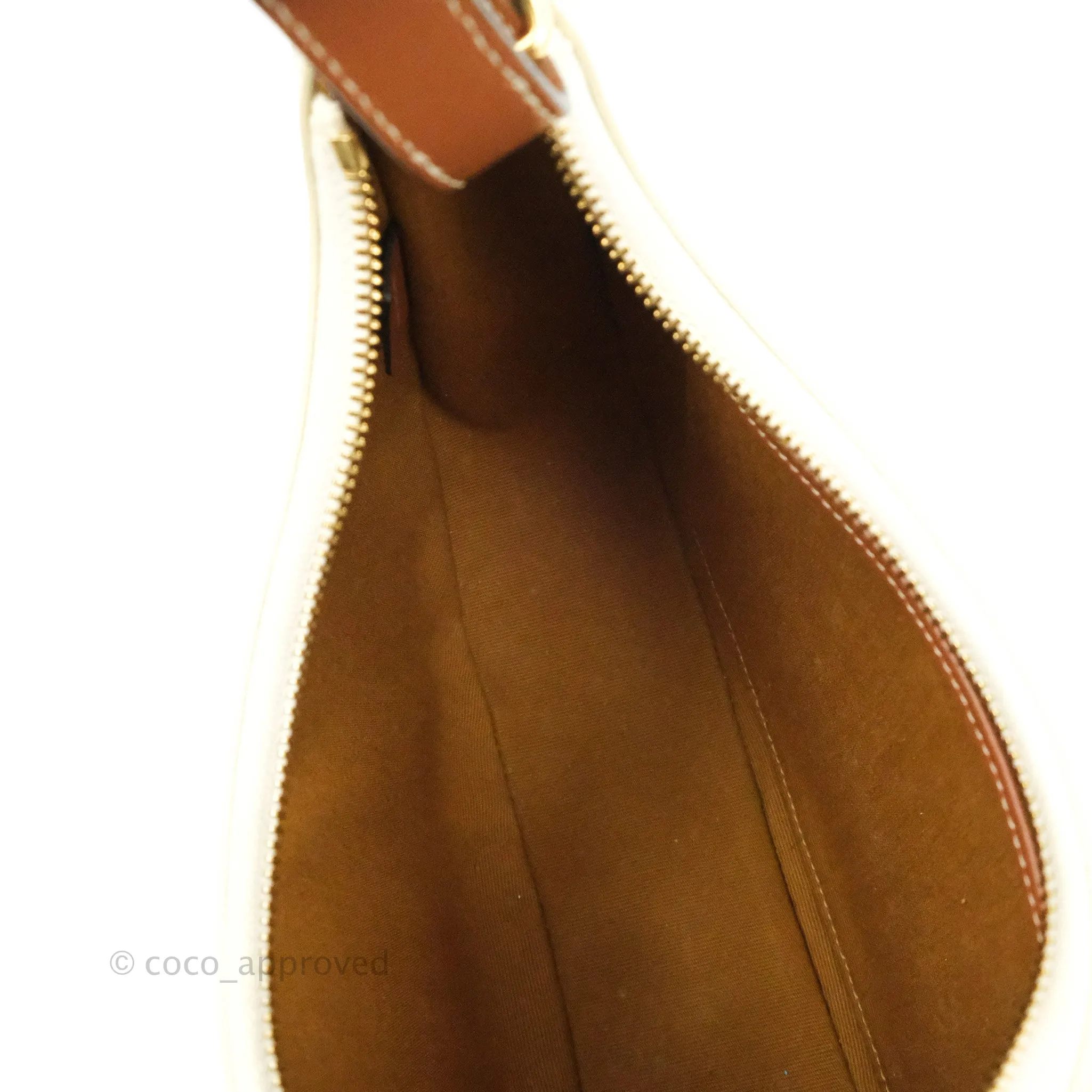 Celine Ava Bag In Triomphe Canvas Calfskin White