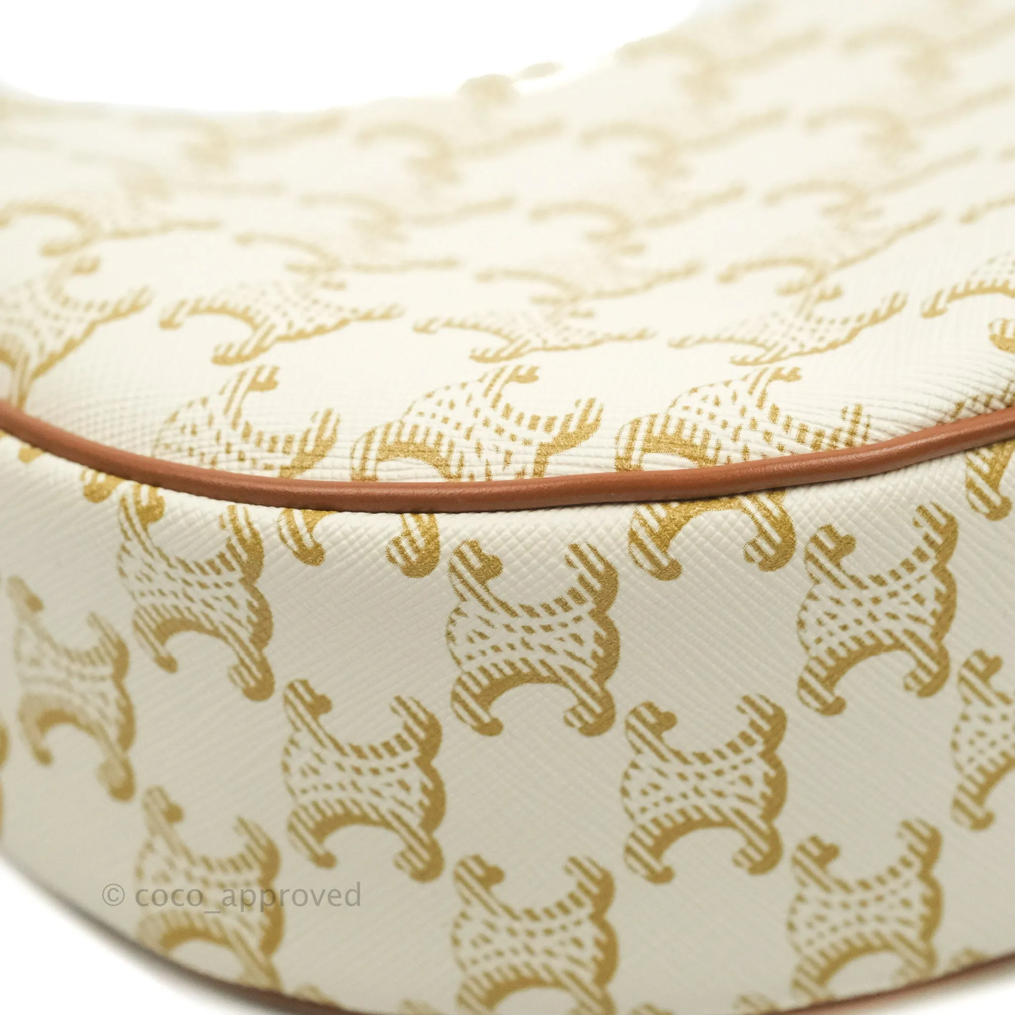 Celine Ava Bag In Triomphe Canvas Calfskin White