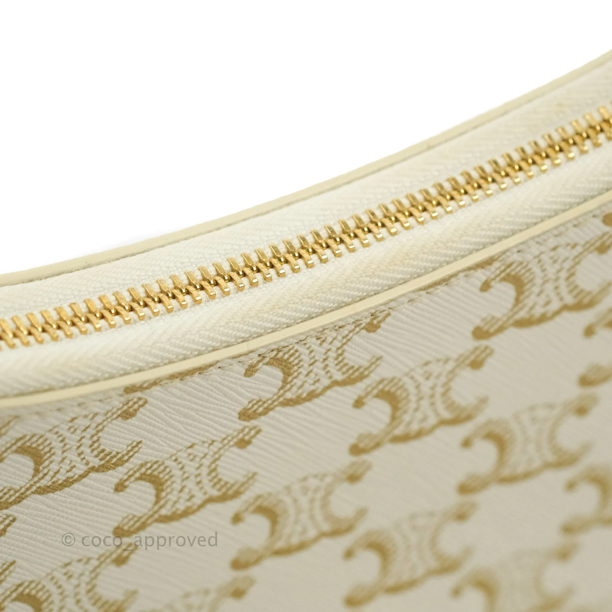 Celine Ava Bag In Triomphe Canvas Calfskin White