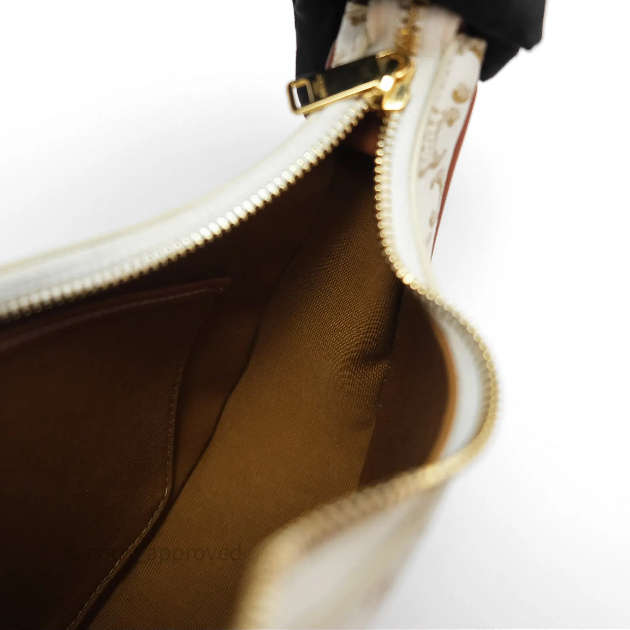 Celine Ava Bag In Triomphe Canvas Calfskin White