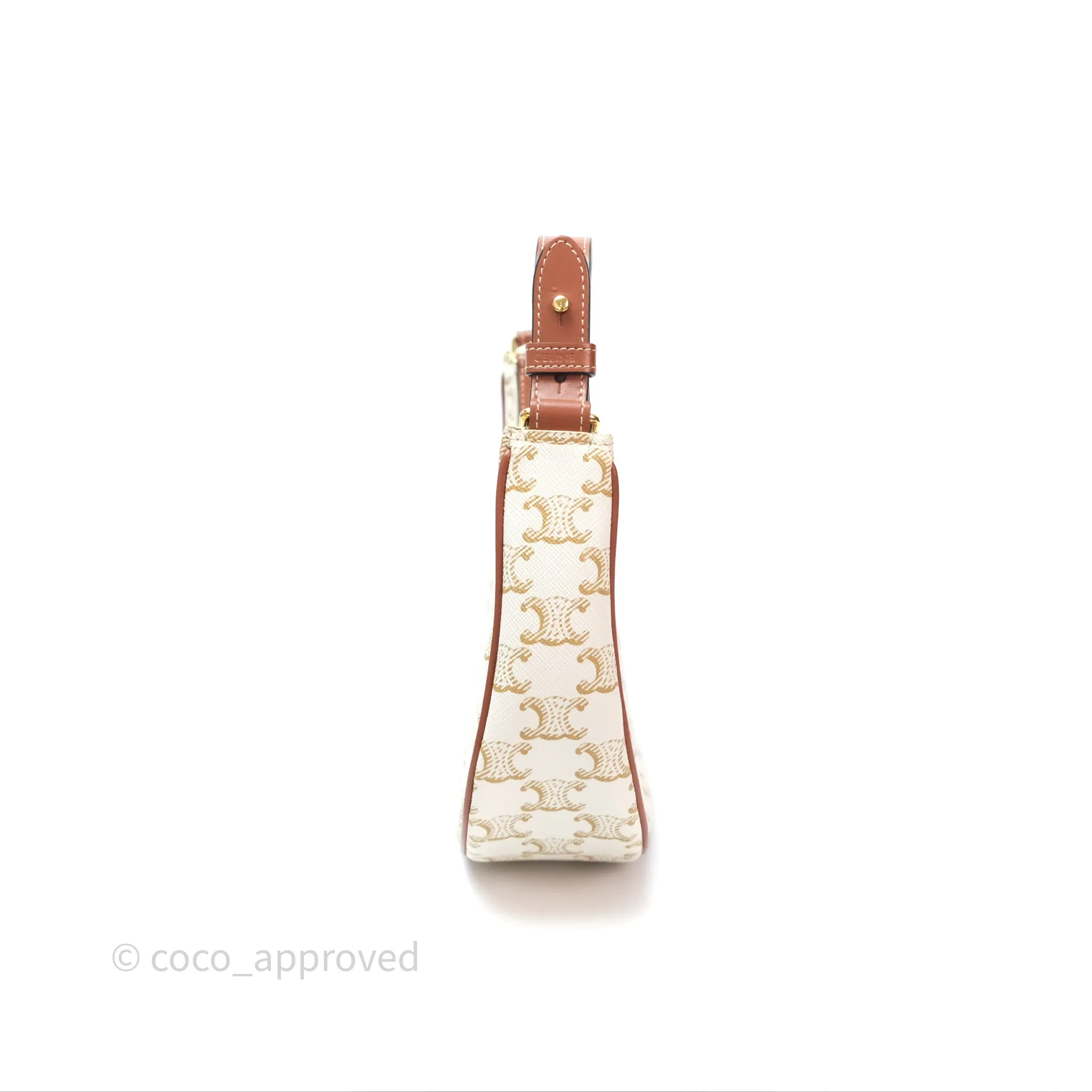Celine Ava Bag In Triomphe Canvas Calfskin White