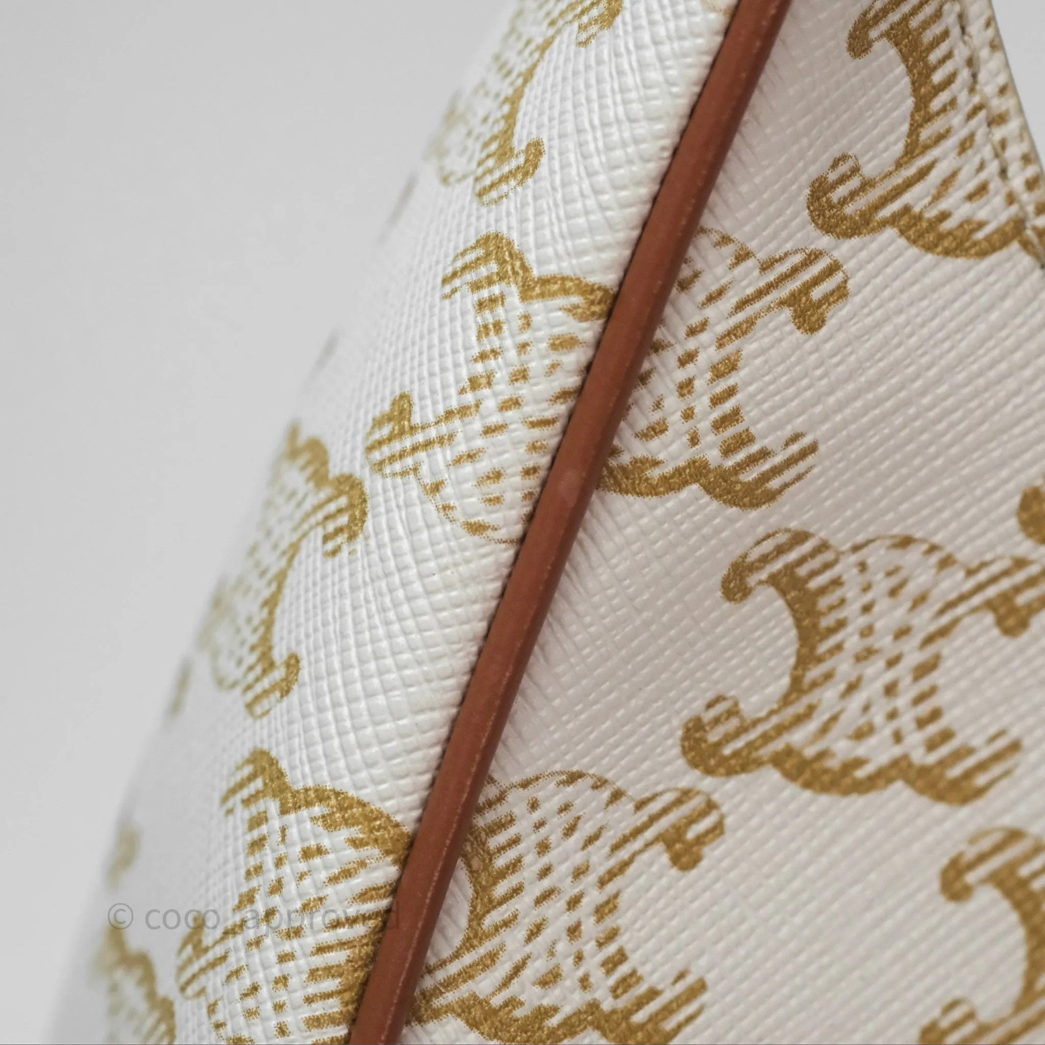 Celine Ava Bag In Triomphe Canvas Calfskin White