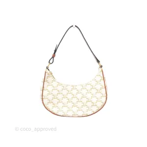 Celine Ava Bag In Triomphe Canvas Calfskin White