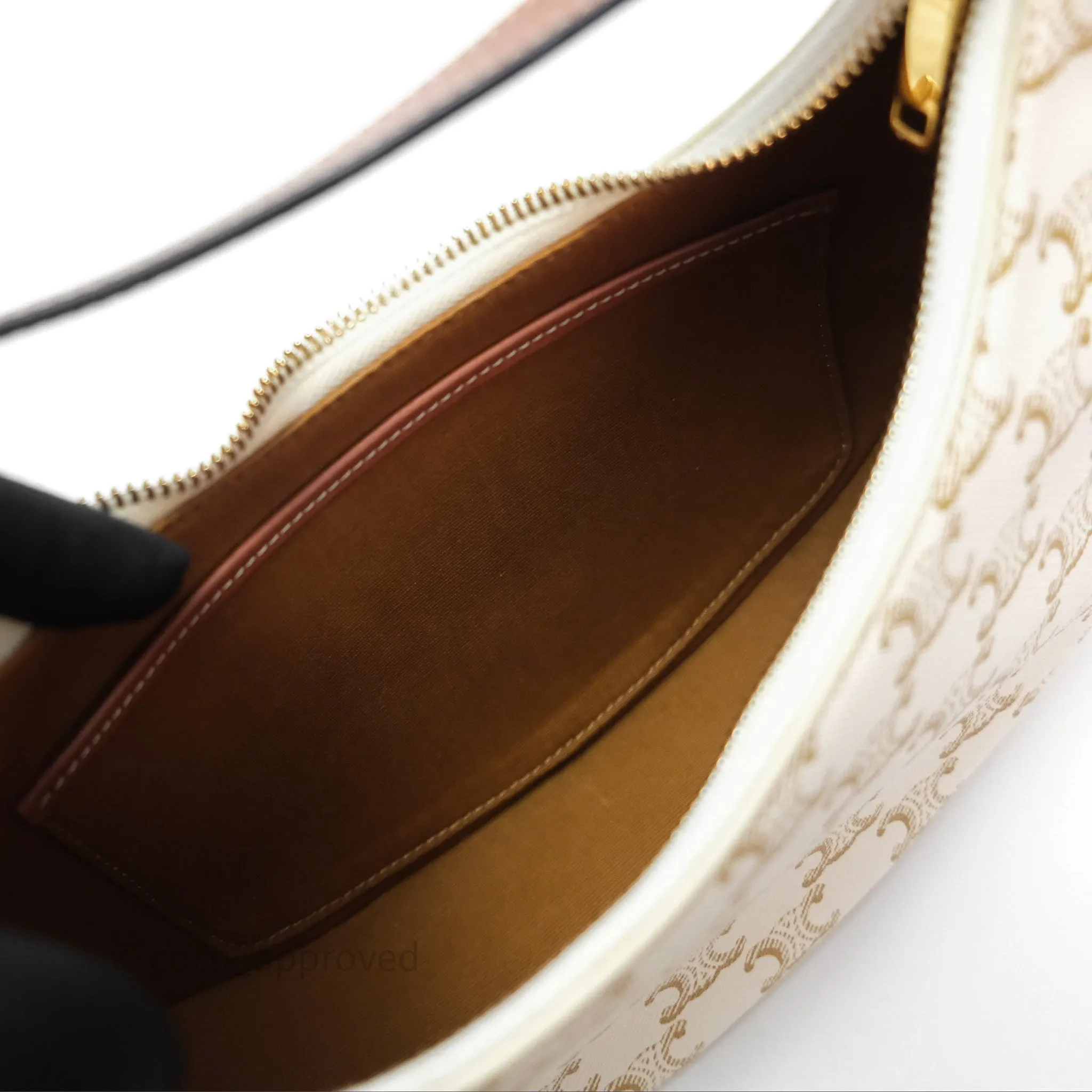 Celine Ava Bag In Triomphe Canvas Calfskin White