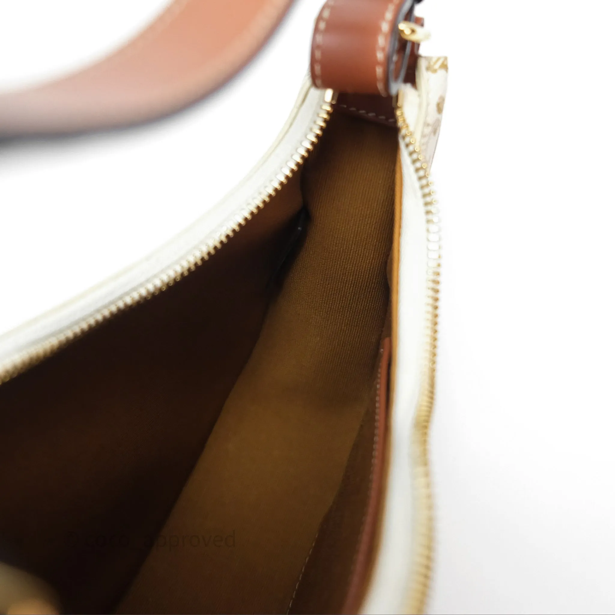 Celine Ava Bag In Triomphe Canvas Calfskin White