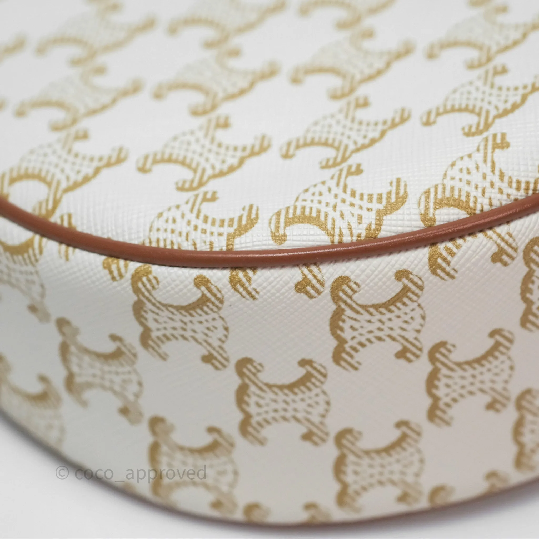 Celine Ava Bag In Triomphe Canvas Calfskin White