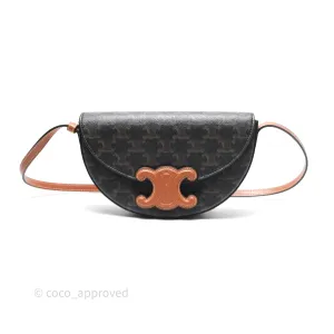 Celine Besace Cuir Bag Triomphe Canvas Tan