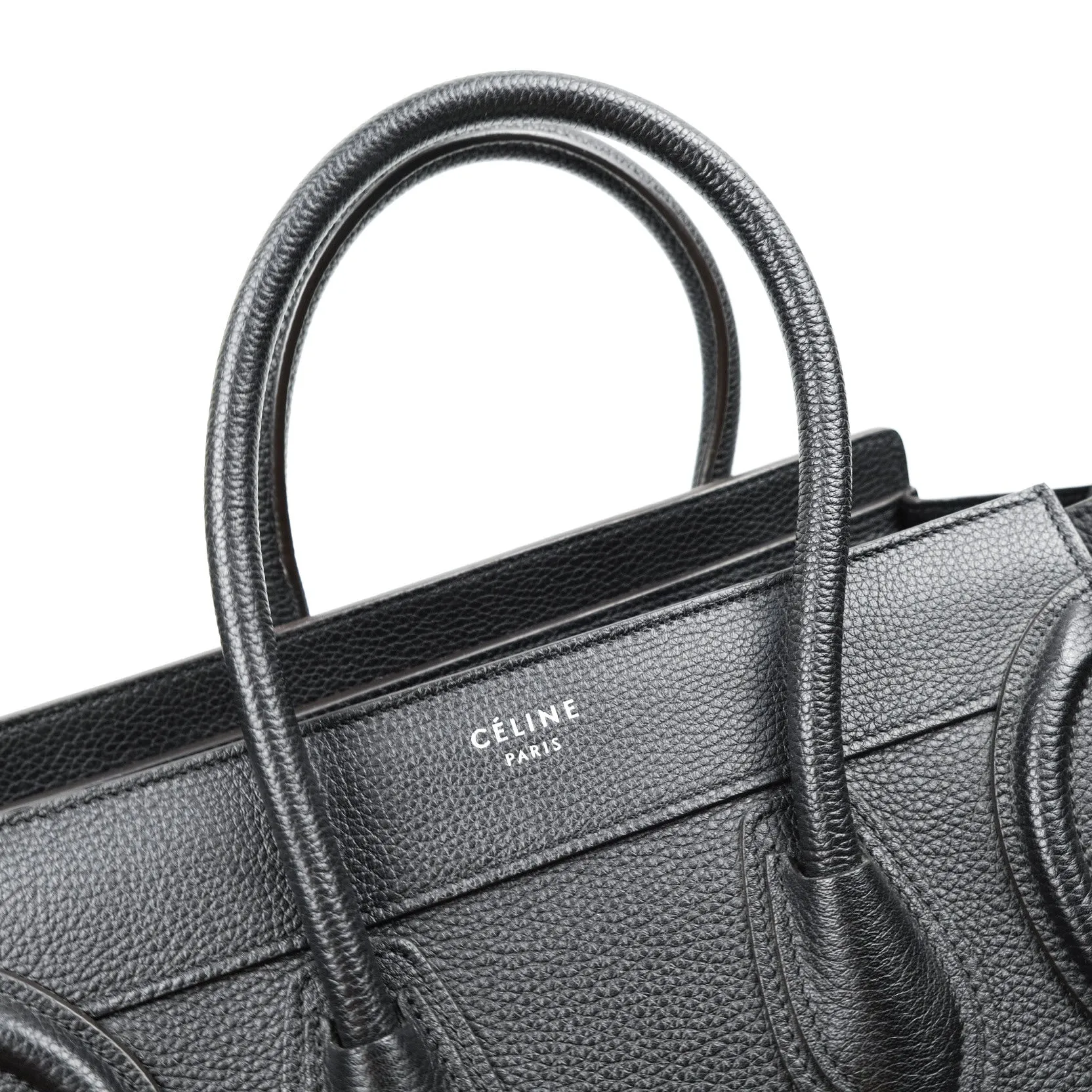 Celine Black Grained Calfskin Leather Micro Luggage Bag