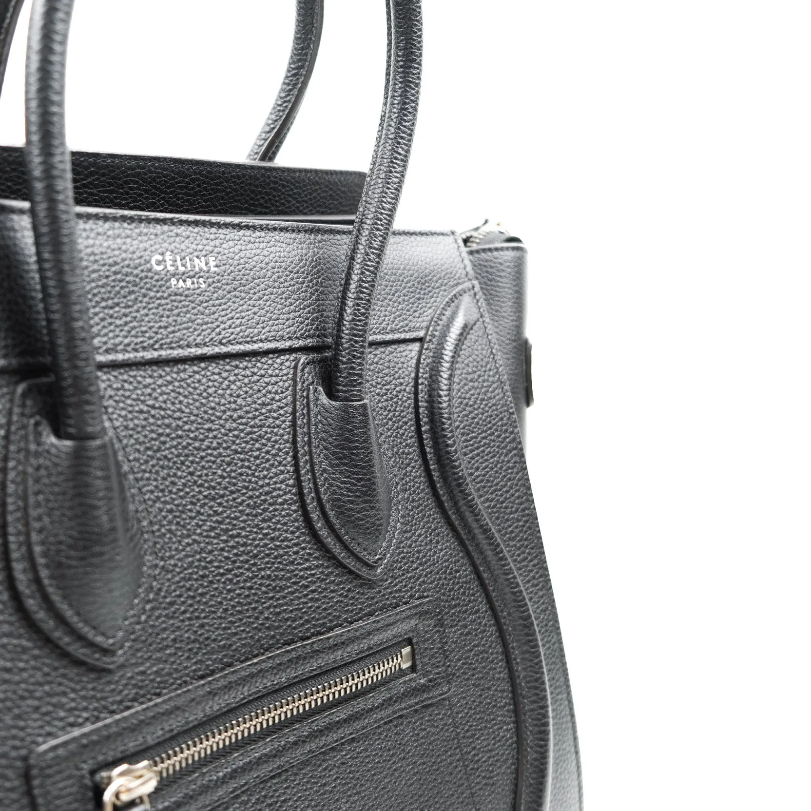 Celine Black Grained Calfskin Leather Micro Luggage Bag