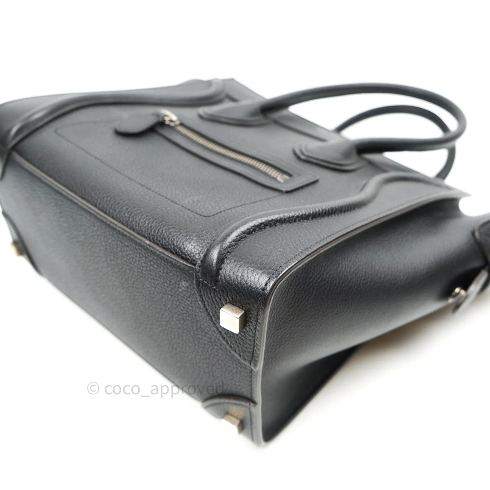Celine Black Grained Calfskin Leather Micro Luggage Bag