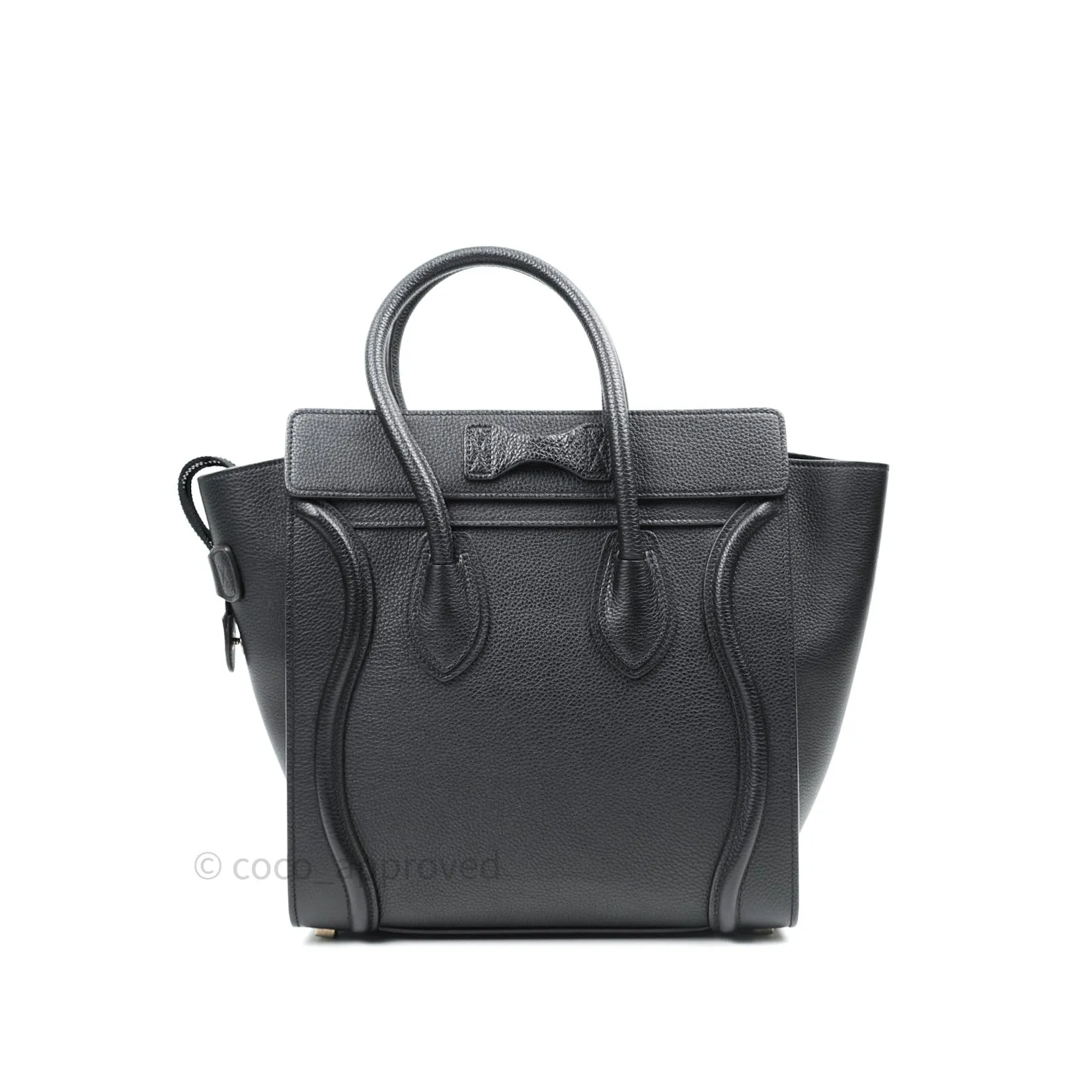 Celine Black Grained Calfskin Leather Micro Luggage Bag