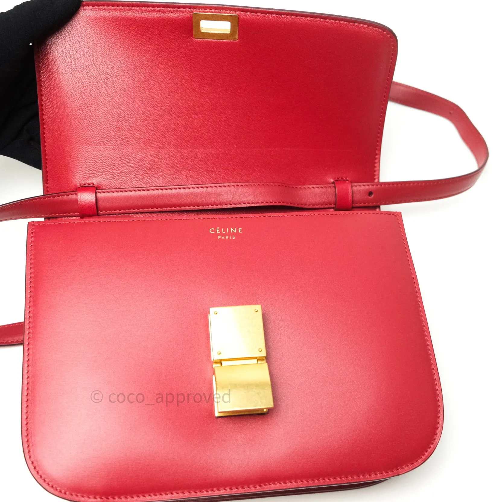 Celine Box Calfskin Medium Classic Box Flap Red