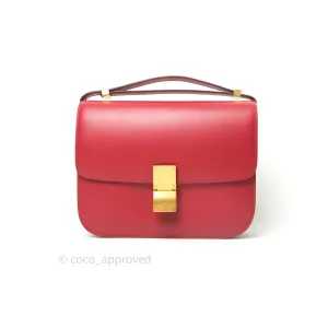 Celine Box Calfskin Medium Classic Box Flap Red