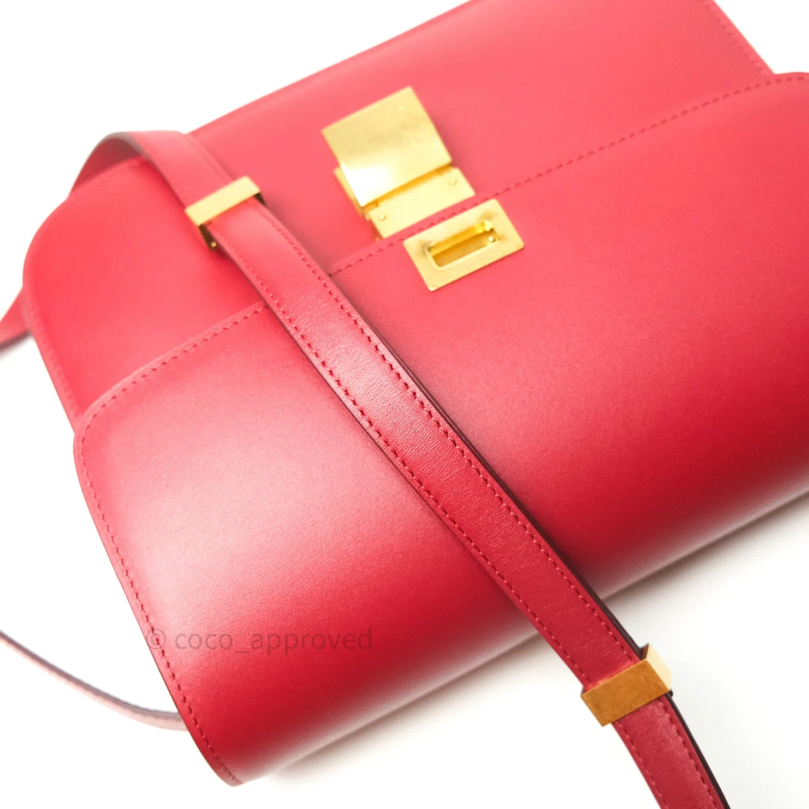 Celine Box Calfskin Medium Classic Box Flap Red
