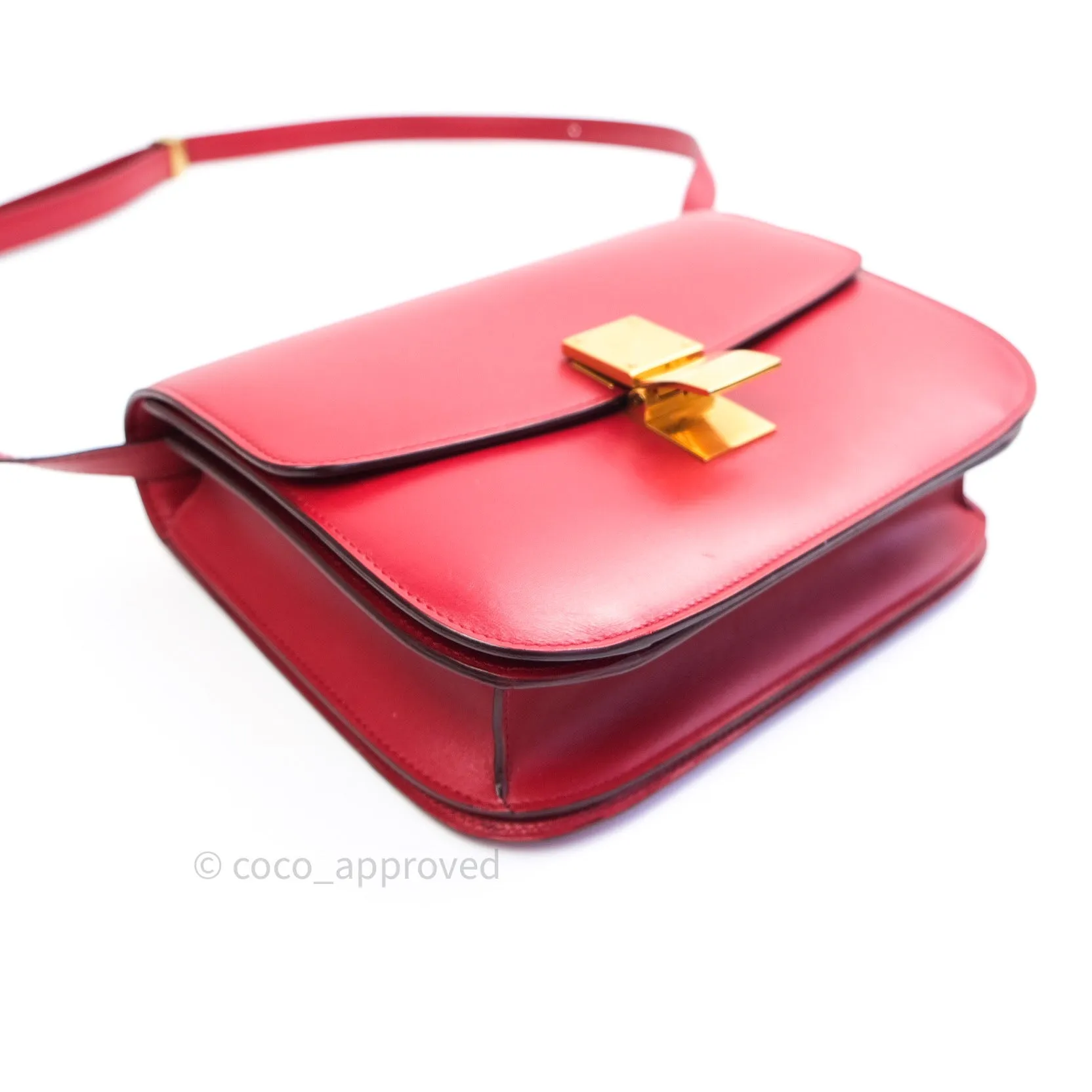 Celine Box Calfskin Medium Classic Box Flap Red