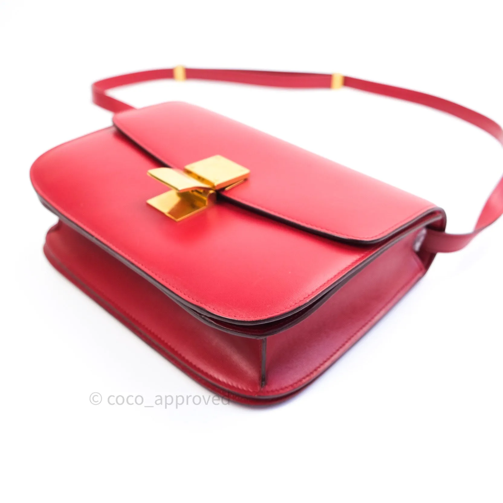 Celine Box Calfskin Medium Classic Box Flap Red