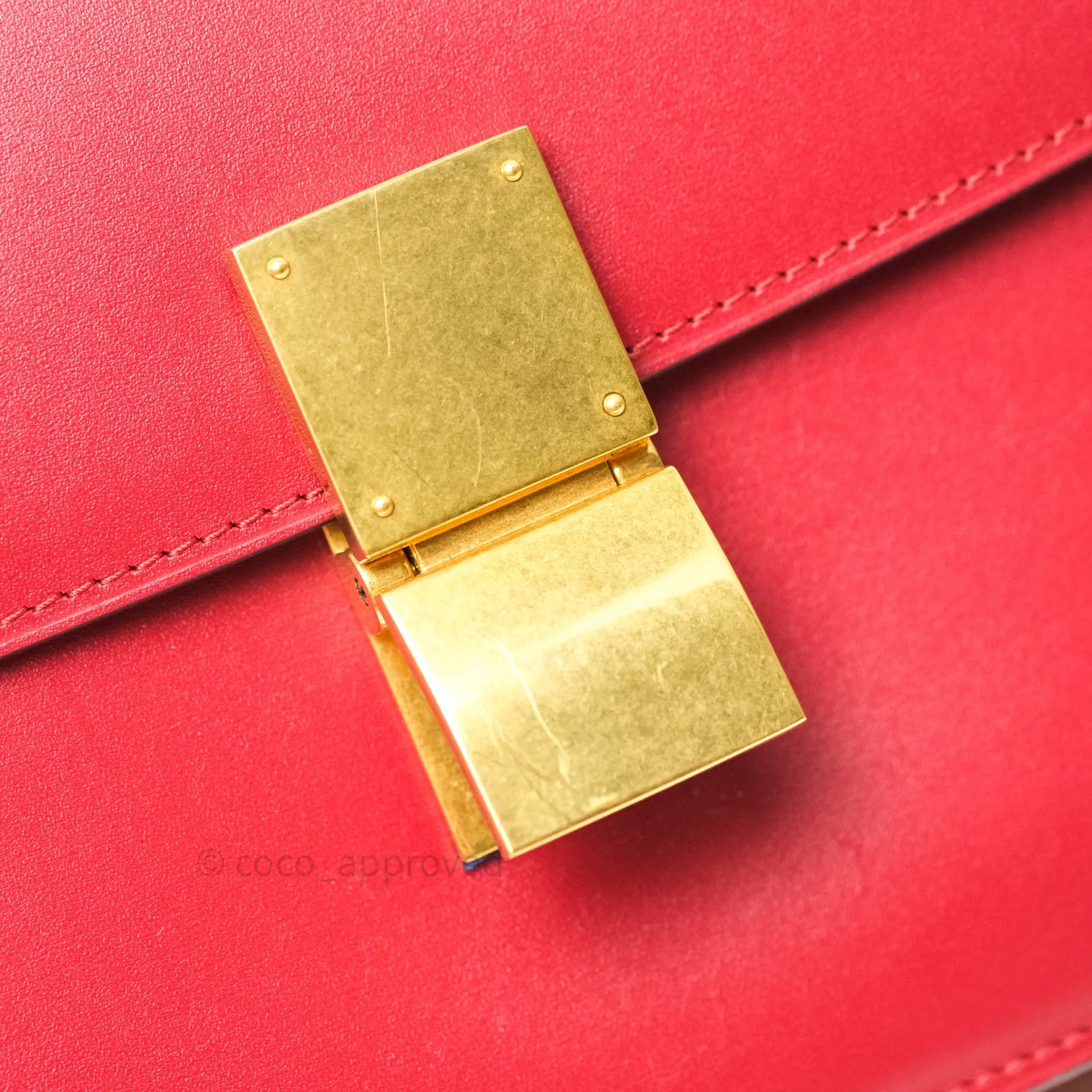 Celine Box Calfskin Medium Classic Box Flap Red