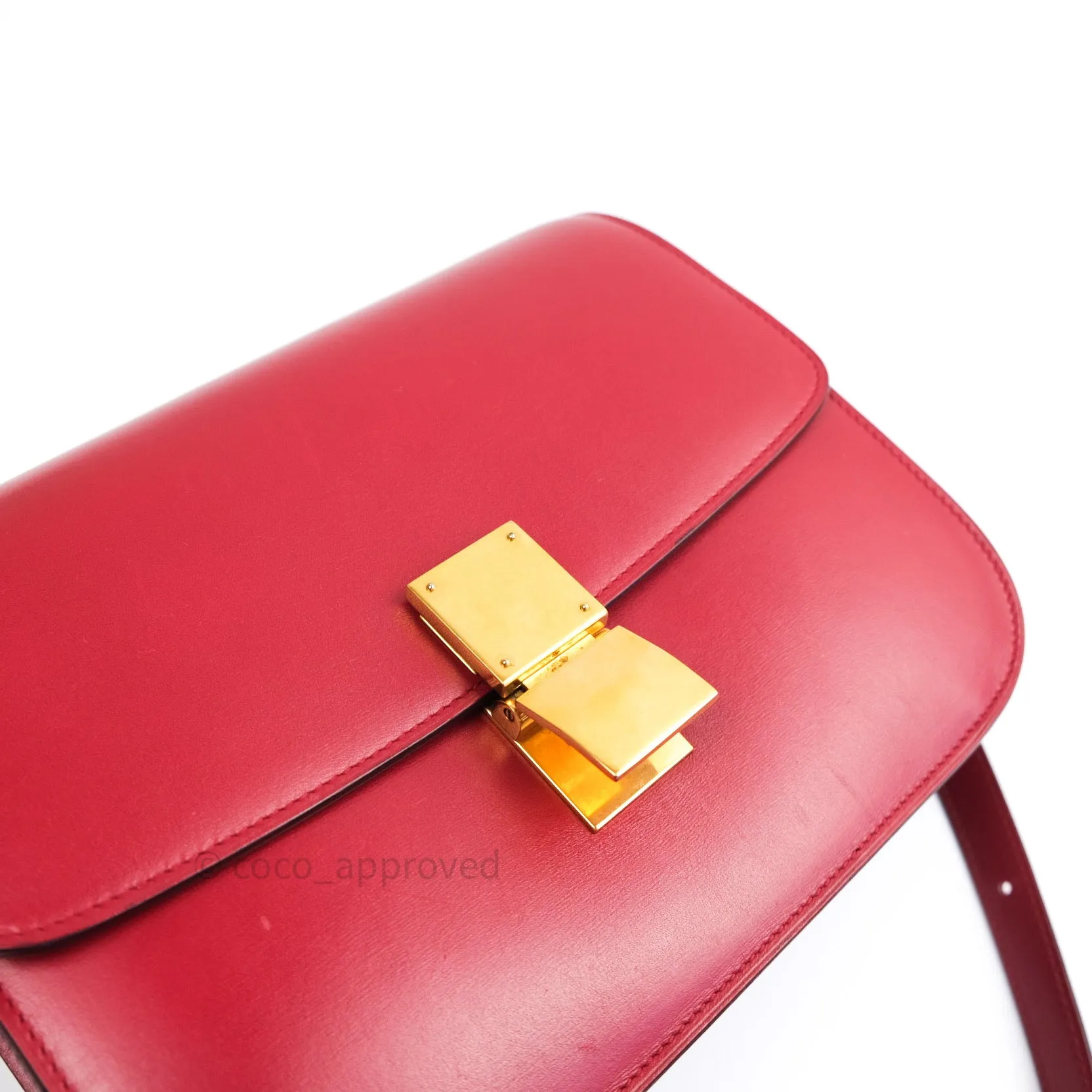 Celine Box Calfskin Medium Classic Box Flap Red