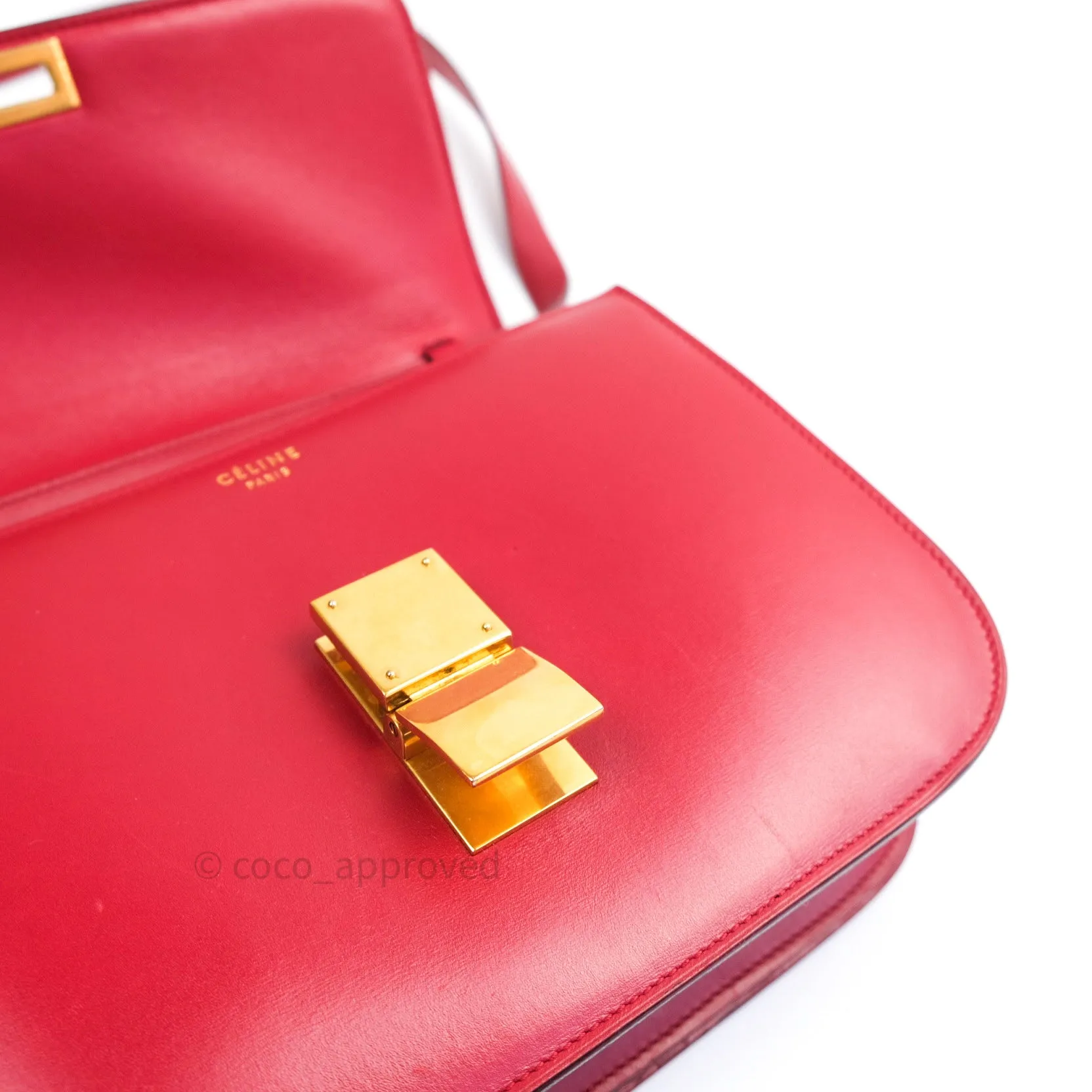Celine Box Calfskin Medium Classic Box Flap Red