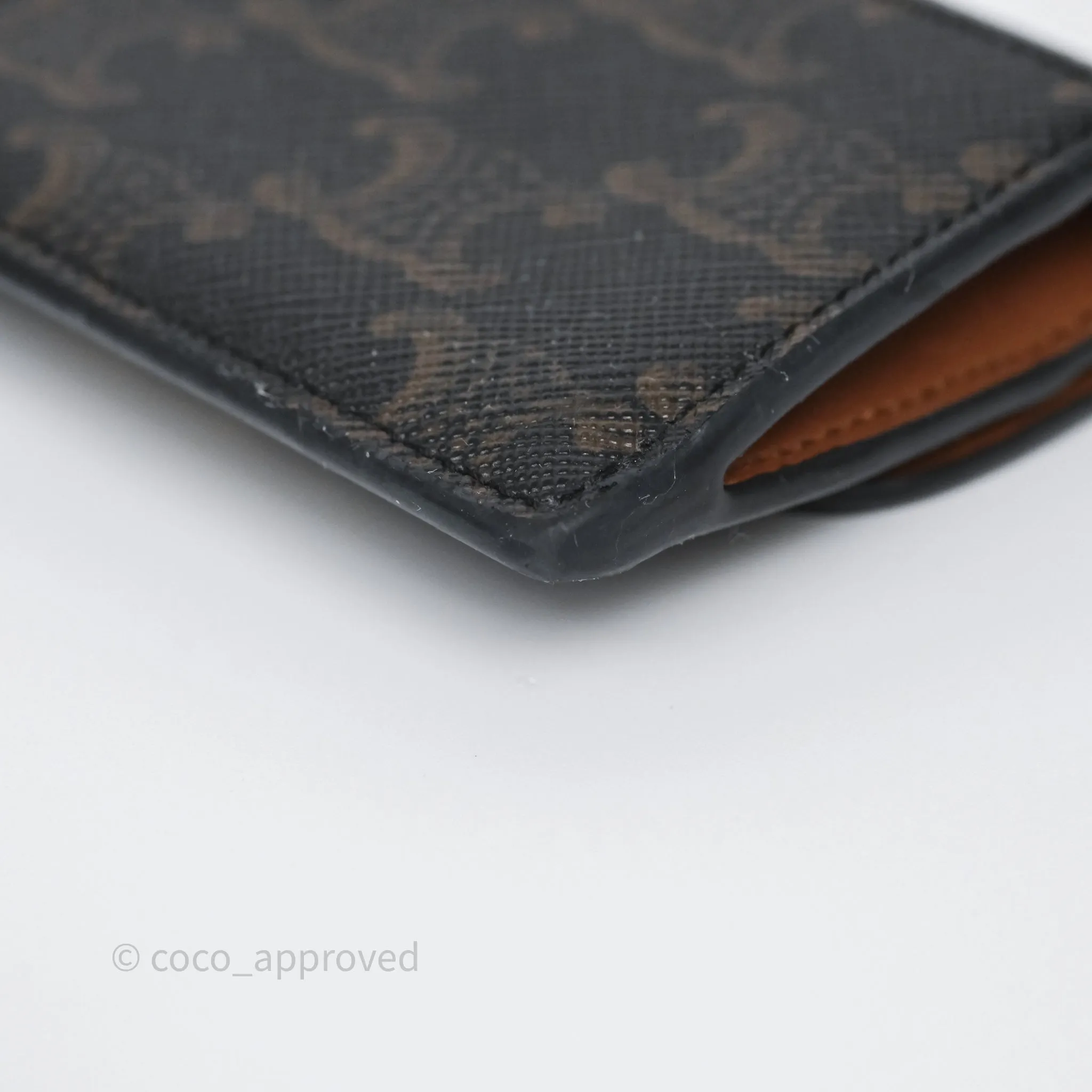 Celine Card Holder with Flap Triomphe Canvas Tan
