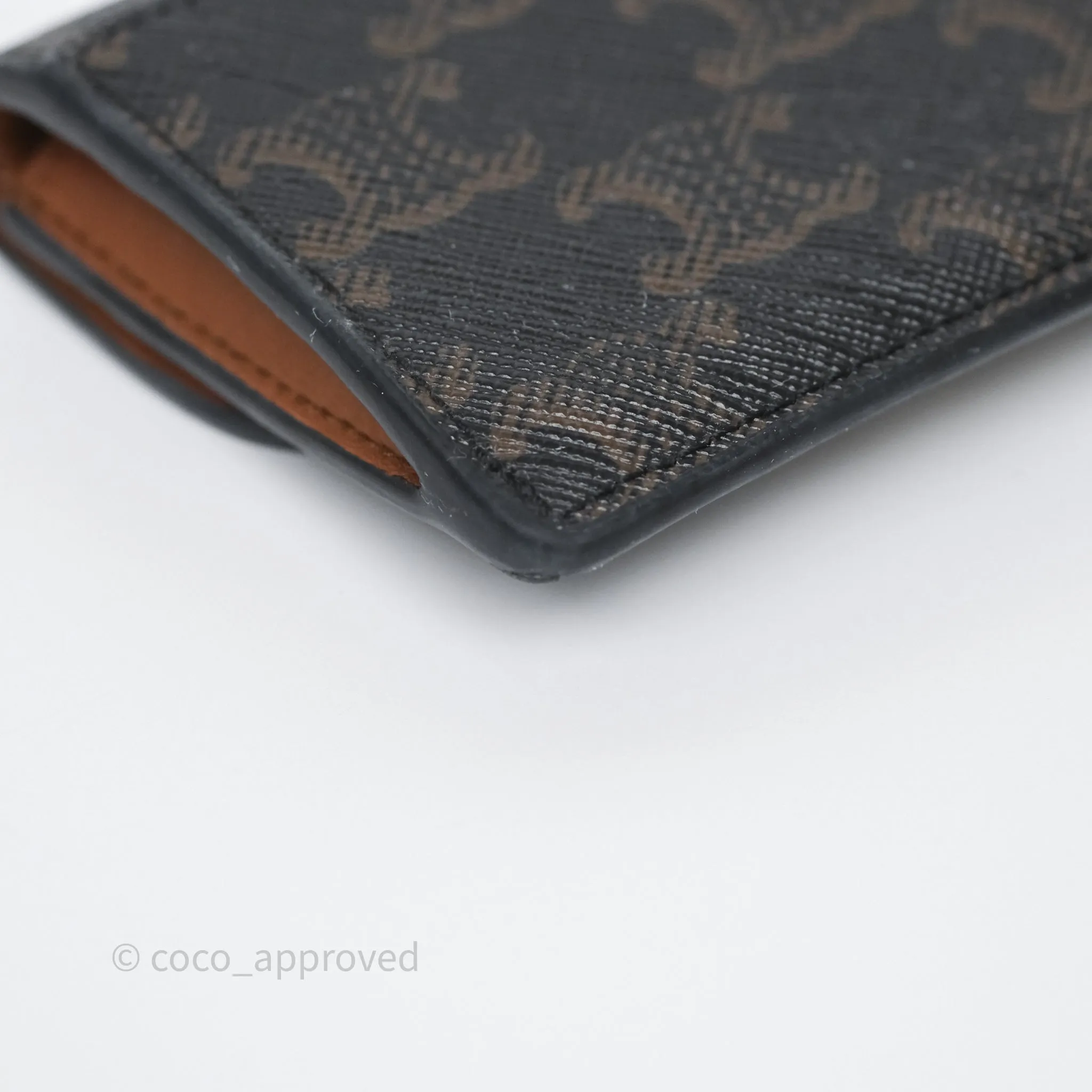 Celine Card Holder with Flap Triomphe Canvas Tan