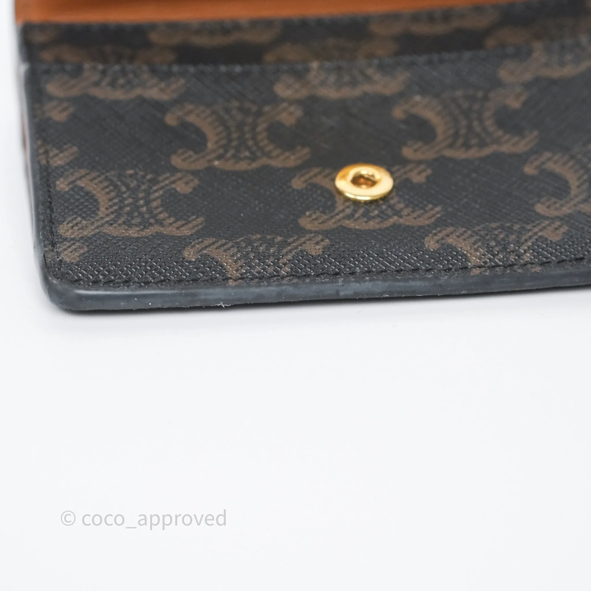 Celine Card Holder with Flap Triomphe Canvas Tan