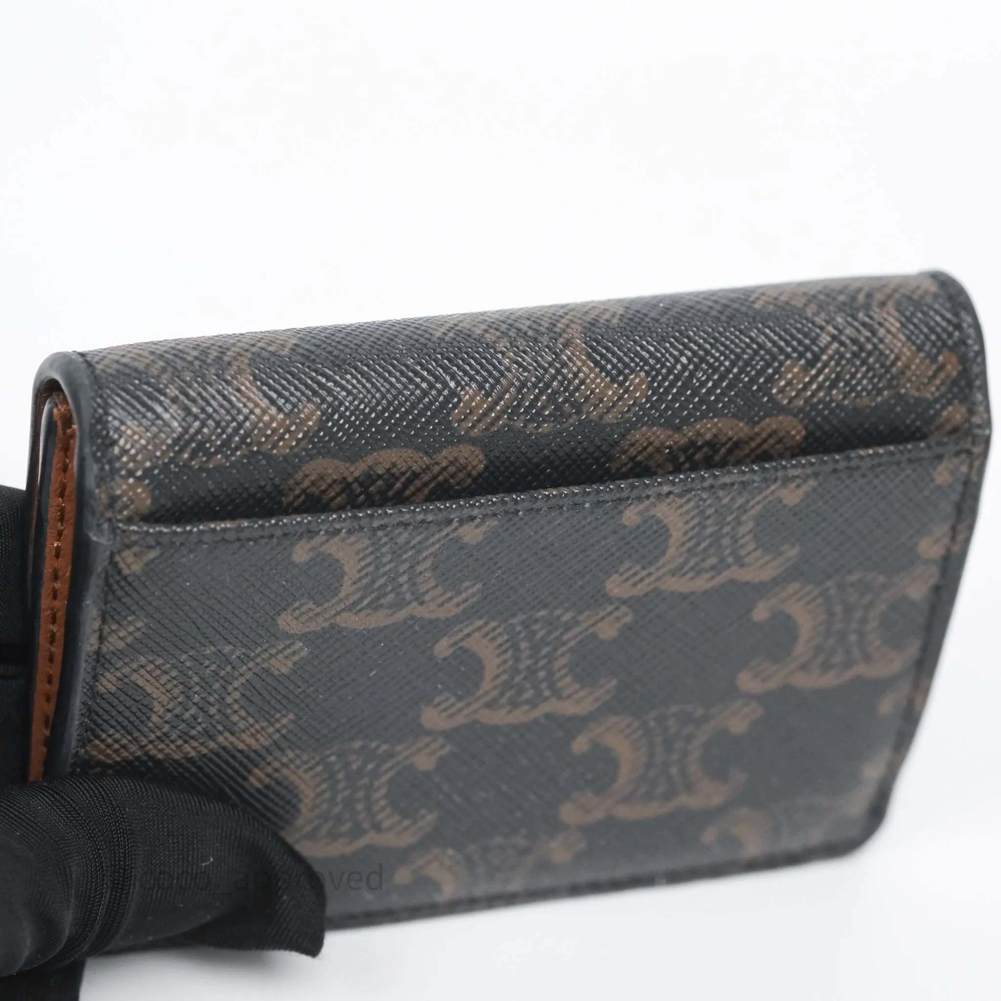Celine Card Holder with Flap Triomphe Canvas Tan
