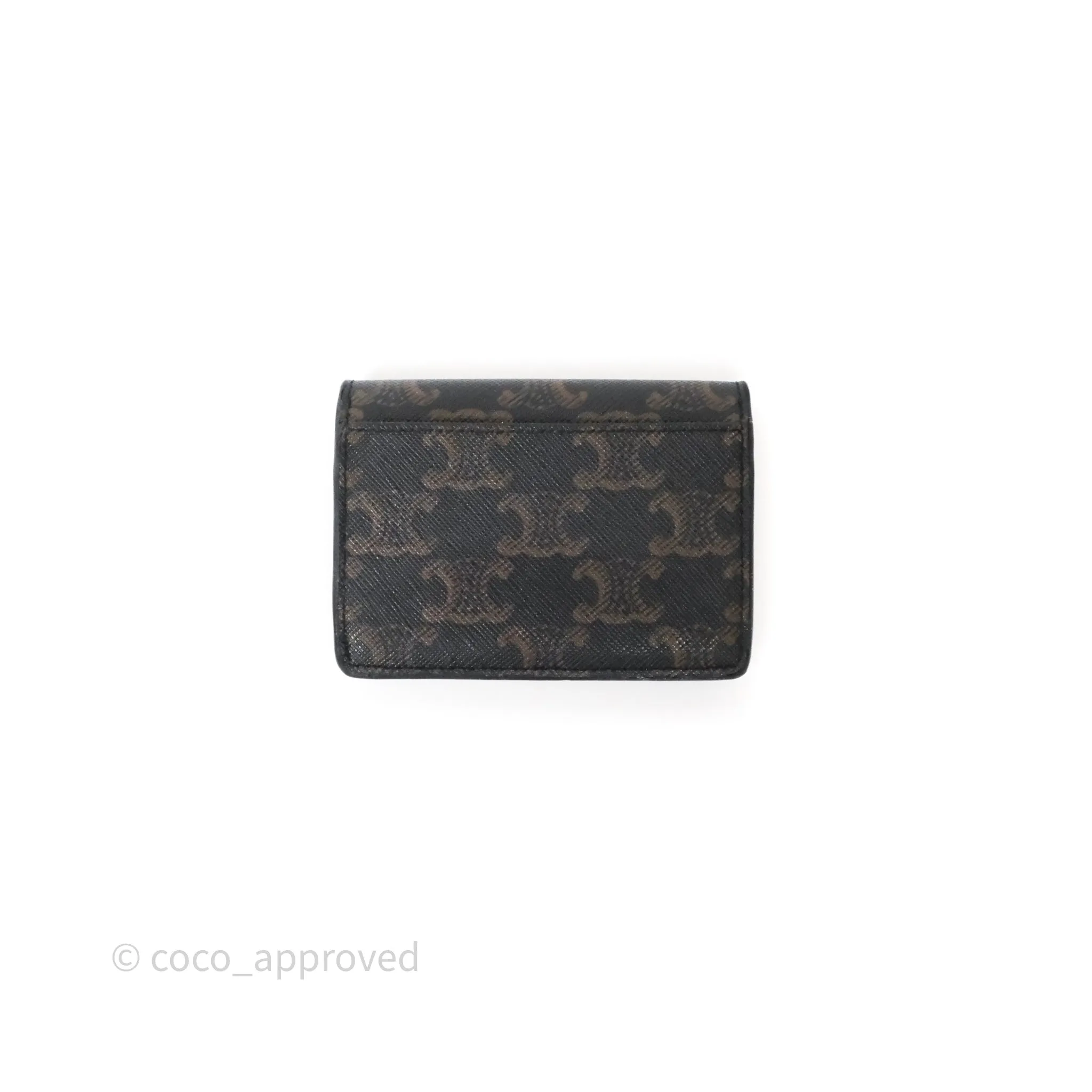 Celine Card Holder with Flap Triomphe Canvas Tan