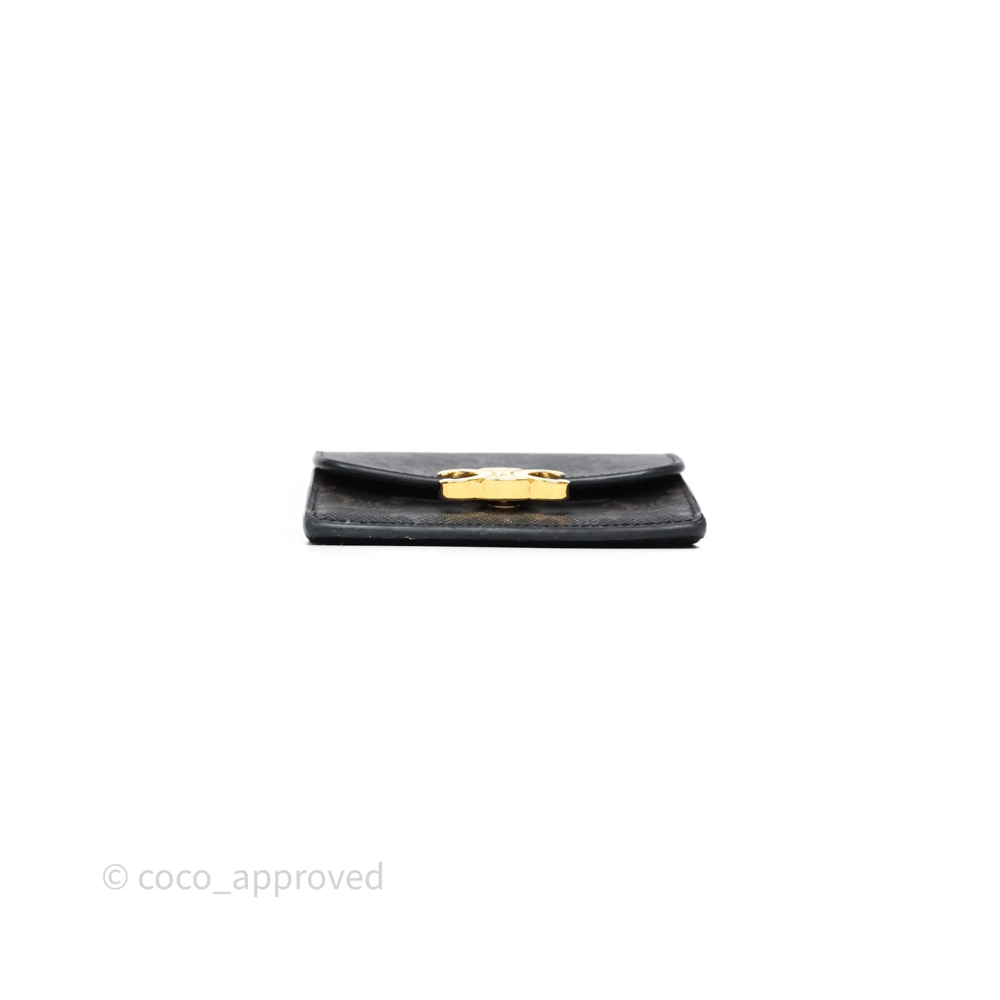 Celine Card Holder with Flap Triomphe Canvas Tan