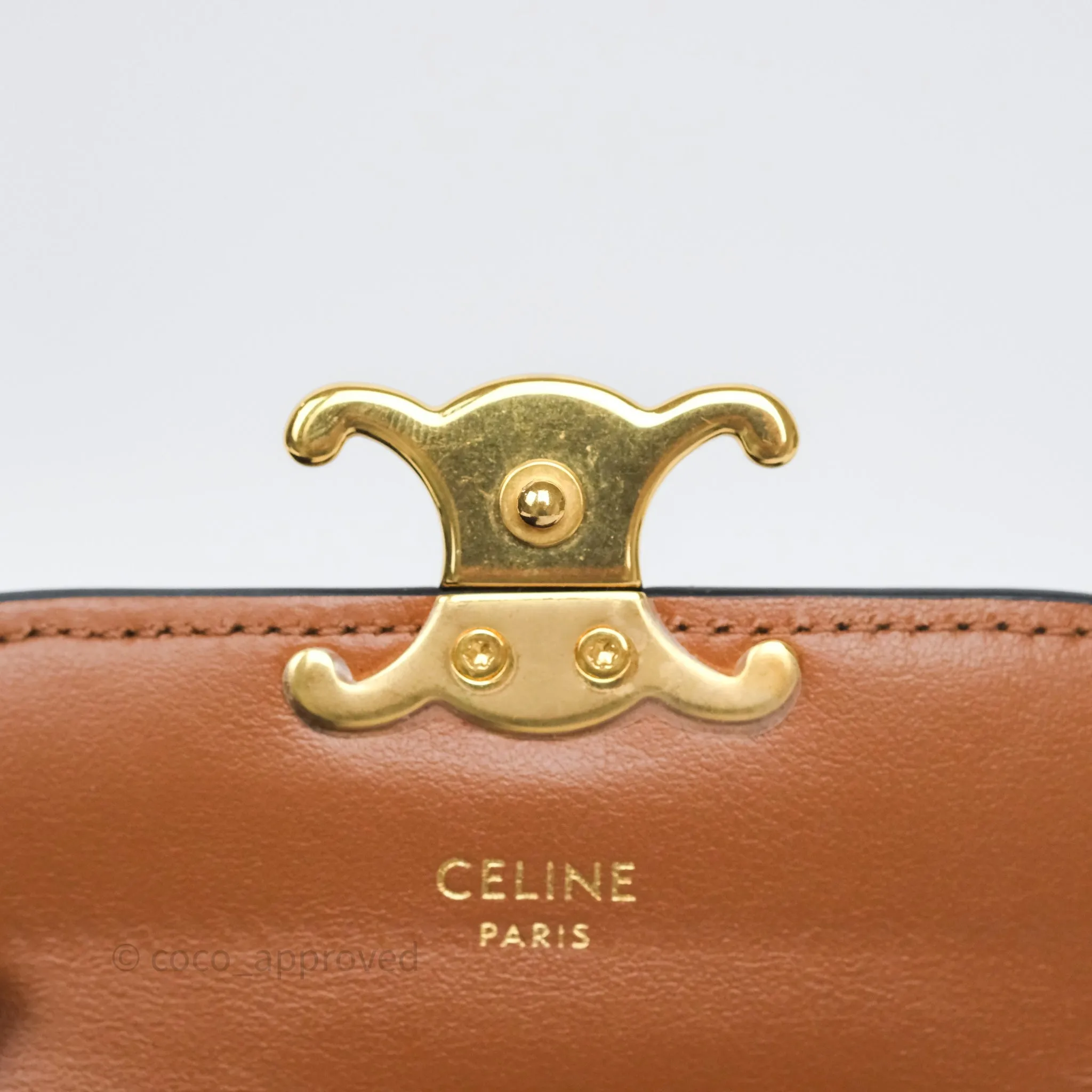 Celine Card Holder with Flap Triomphe Canvas Tan