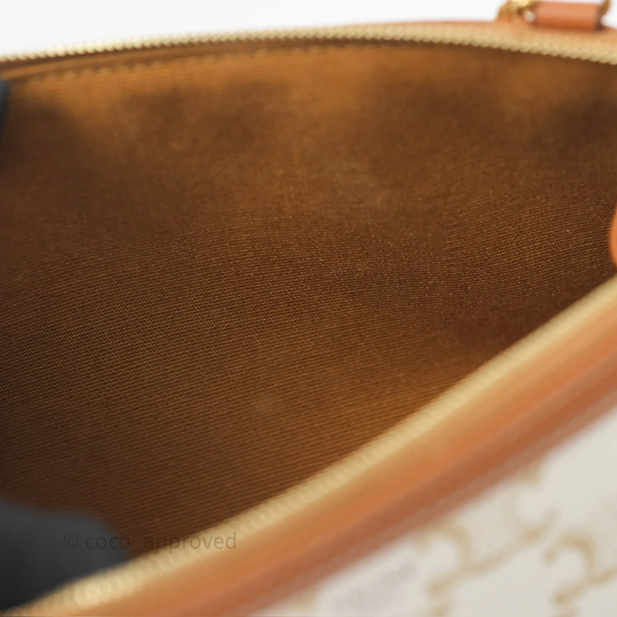 Celine Clutch With Chain Triomphe Canvas Lambskin White/Tan