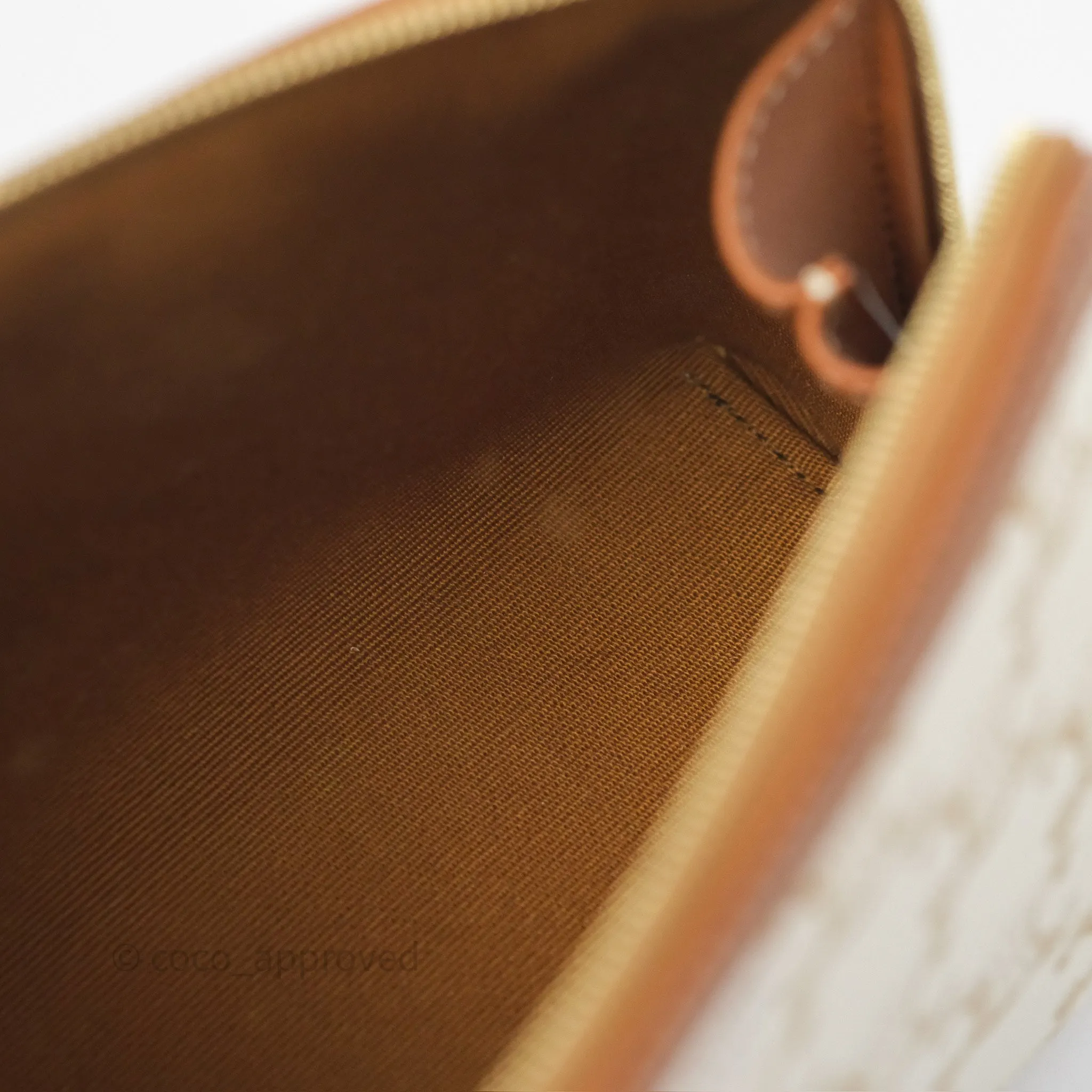 Celine Clutch With Chain Triomphe Canvas Lambskin White/Tan