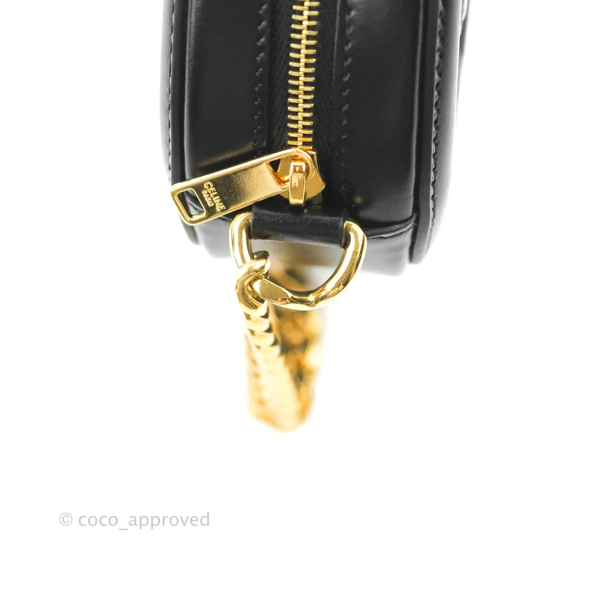 Celine Crossbody Purse With Chain In Velvet Black