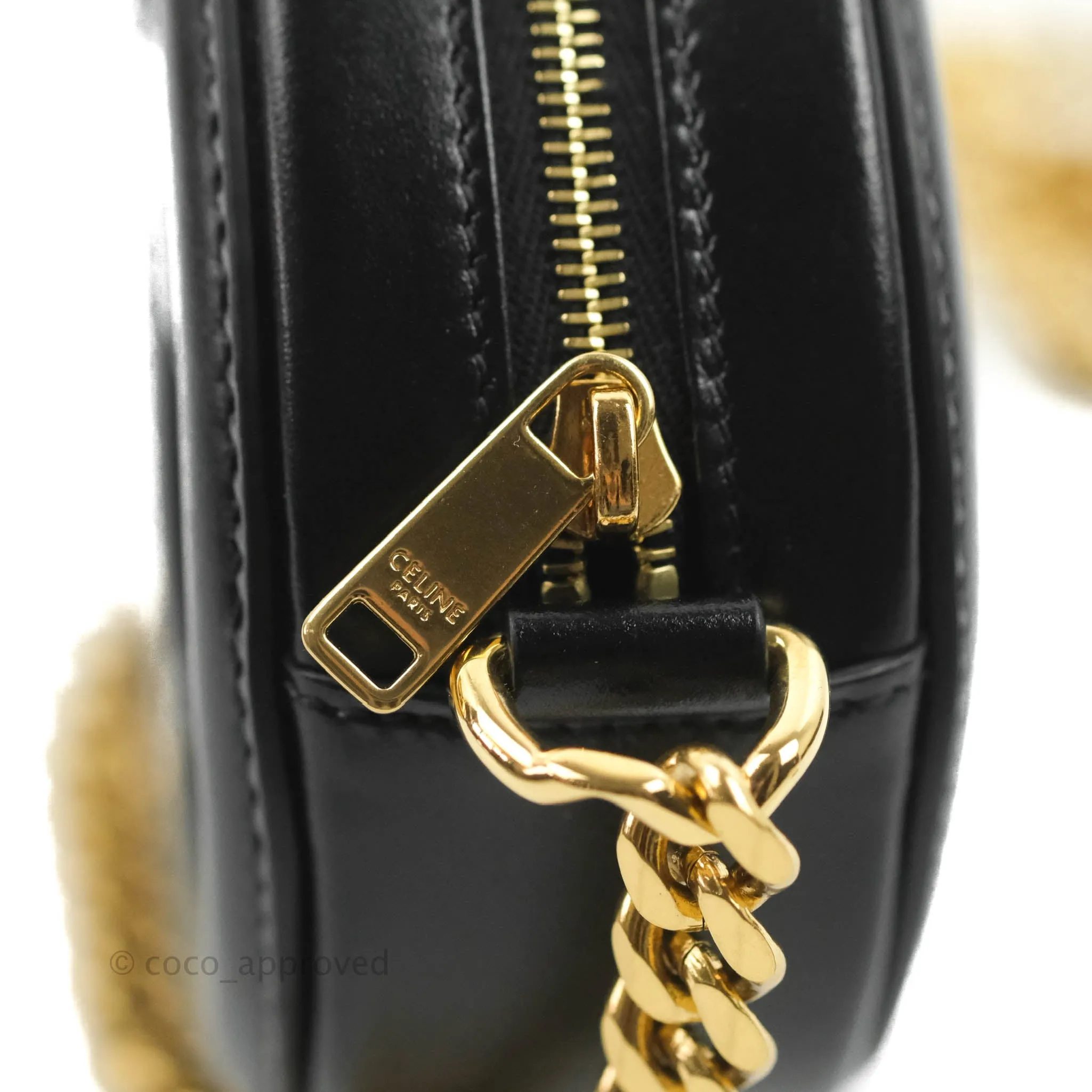 Celine Crossbody Purse With Chain In Velvet Black