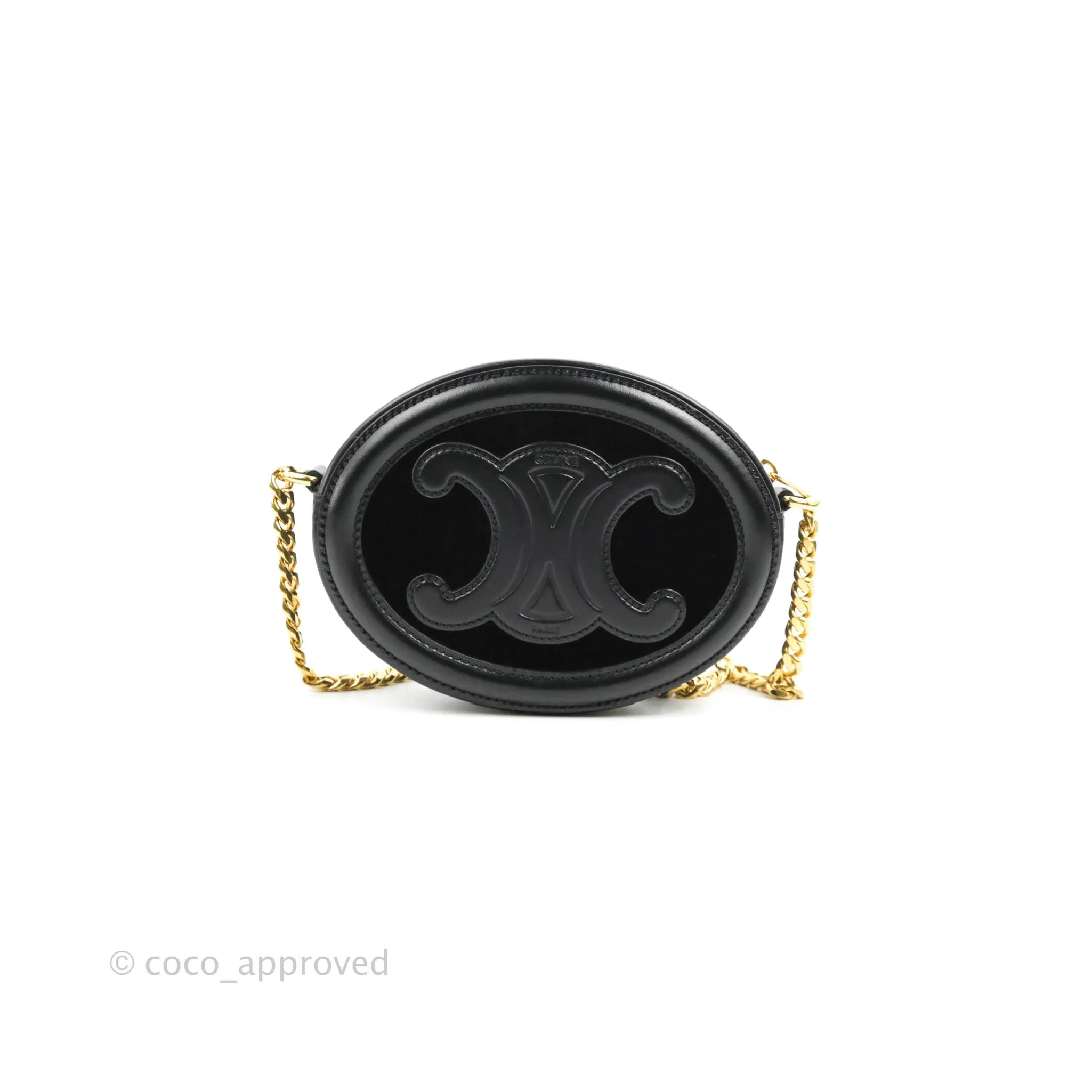 Celine Crossbody Purse With Chain In Velvet Black
