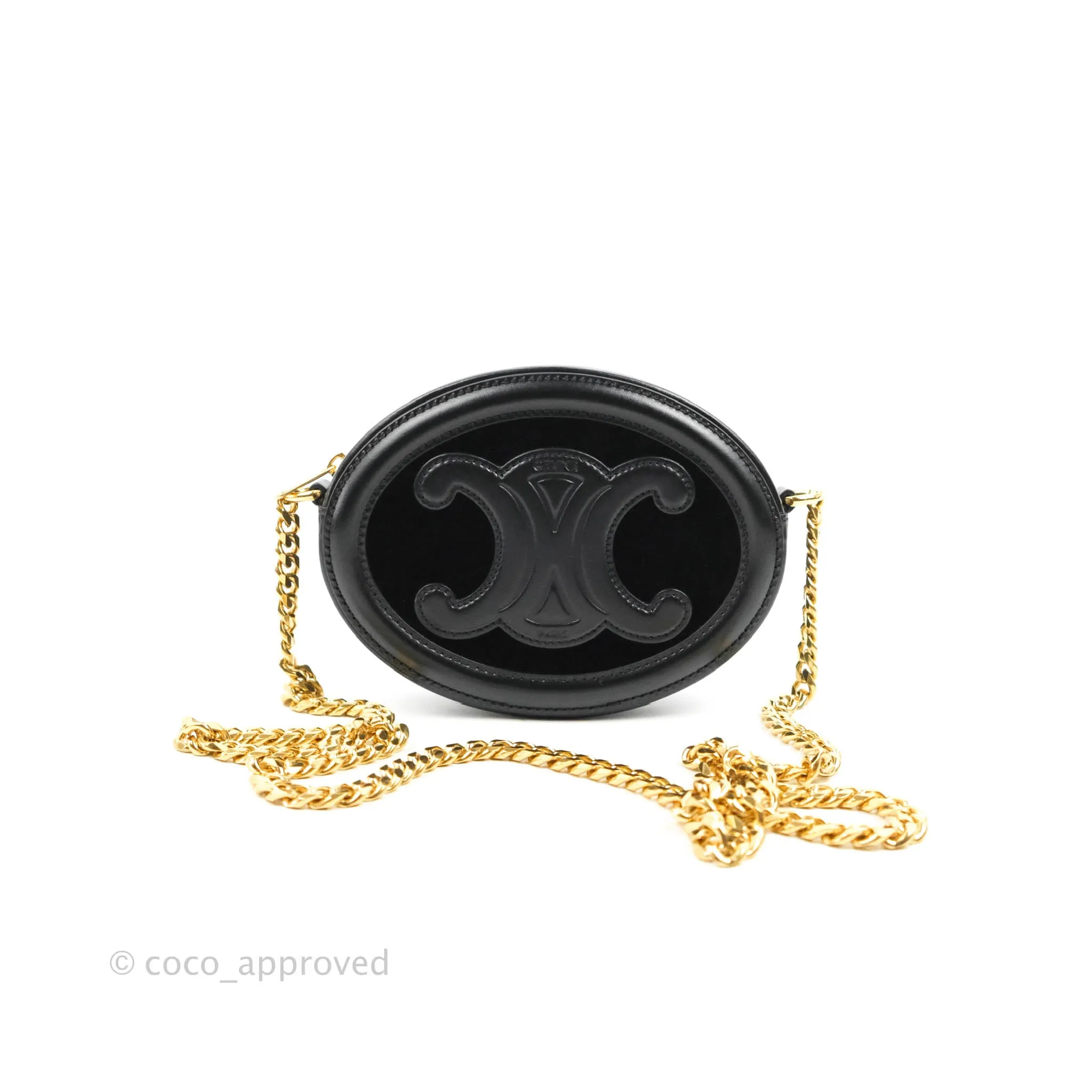 Celine Crossbody Purse With Chain In Velvet Black