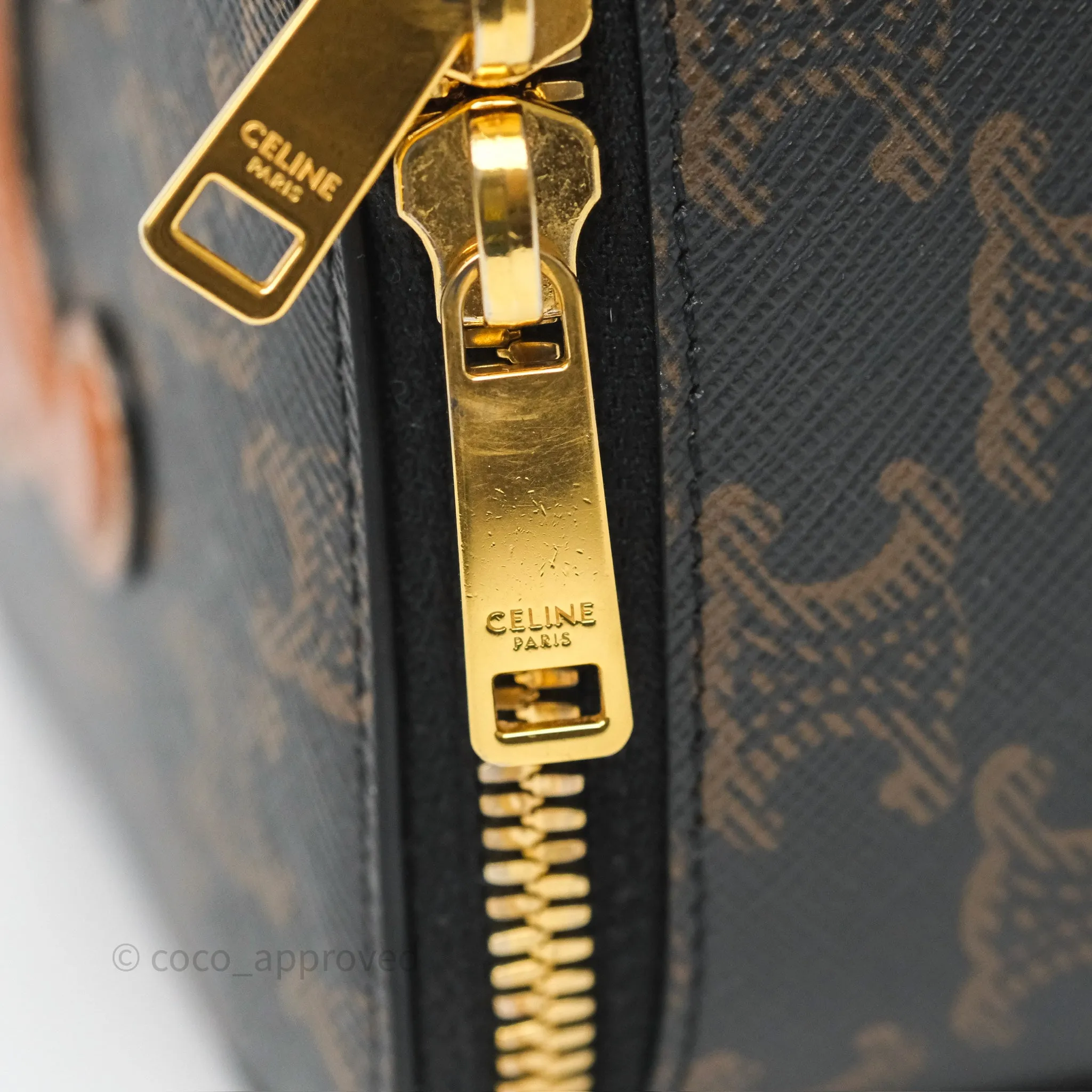 Celine Cuir Box On Chain Triomphe Canvas Tan Calfskin