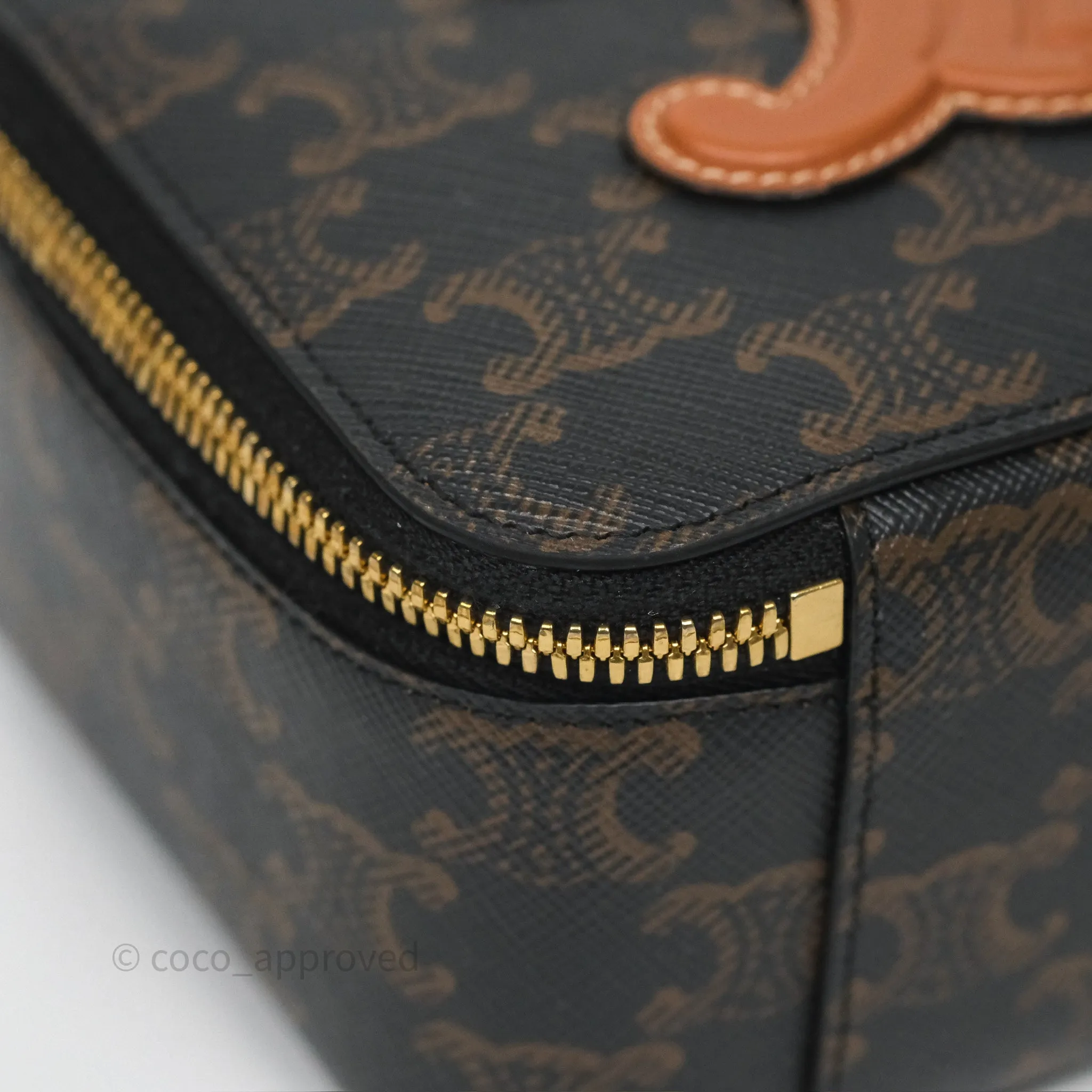 Celine Cuir Box On Chain Triomphe Canvas Tan Calfskin