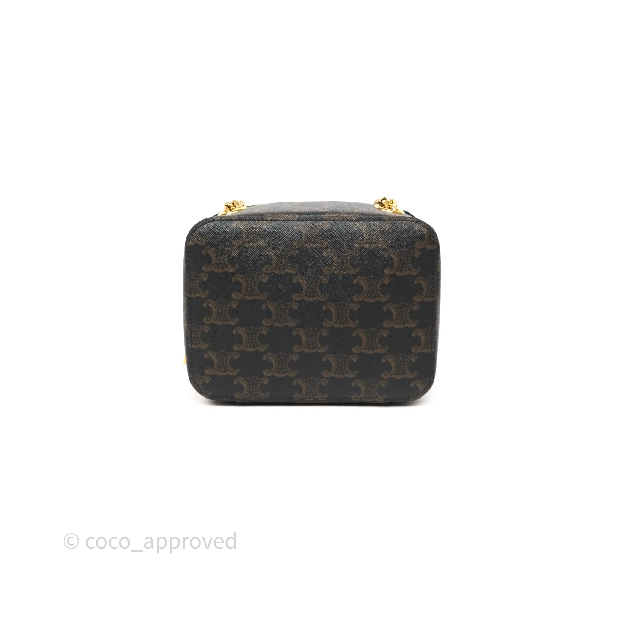 Celine Cuir Box On Chain Triomphe Canvas Tan Calfskin