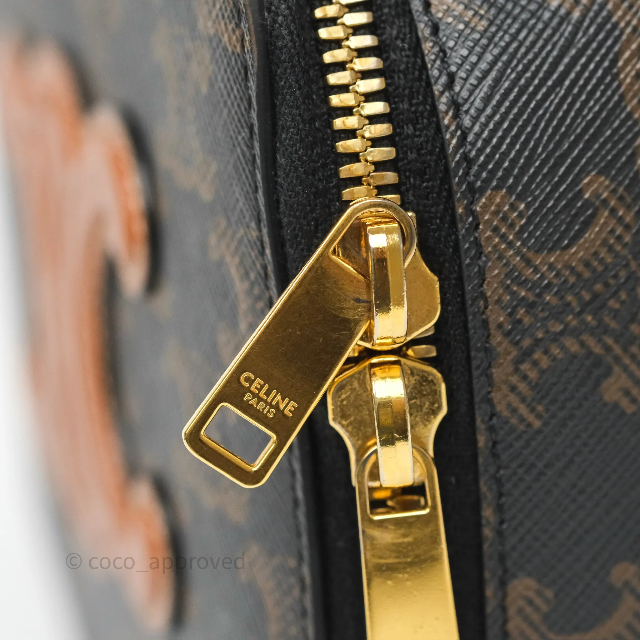 Celine Cuir Box On Chain Triomphe Canvas Tan Calfskin