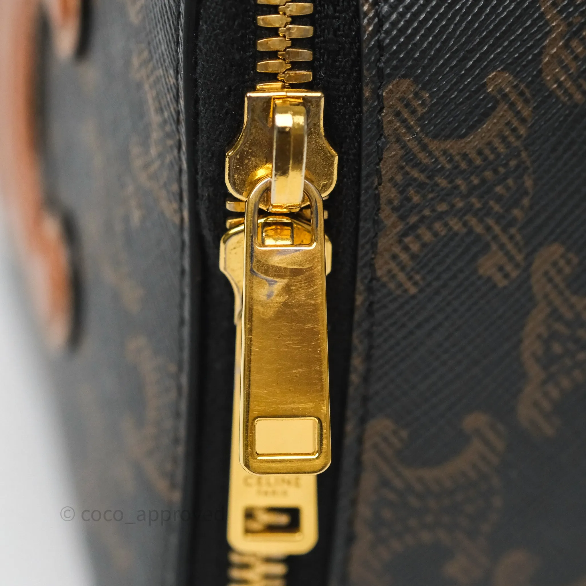 Celine Cuir Box On Chain Triomphe Canvas Tan Calfskin