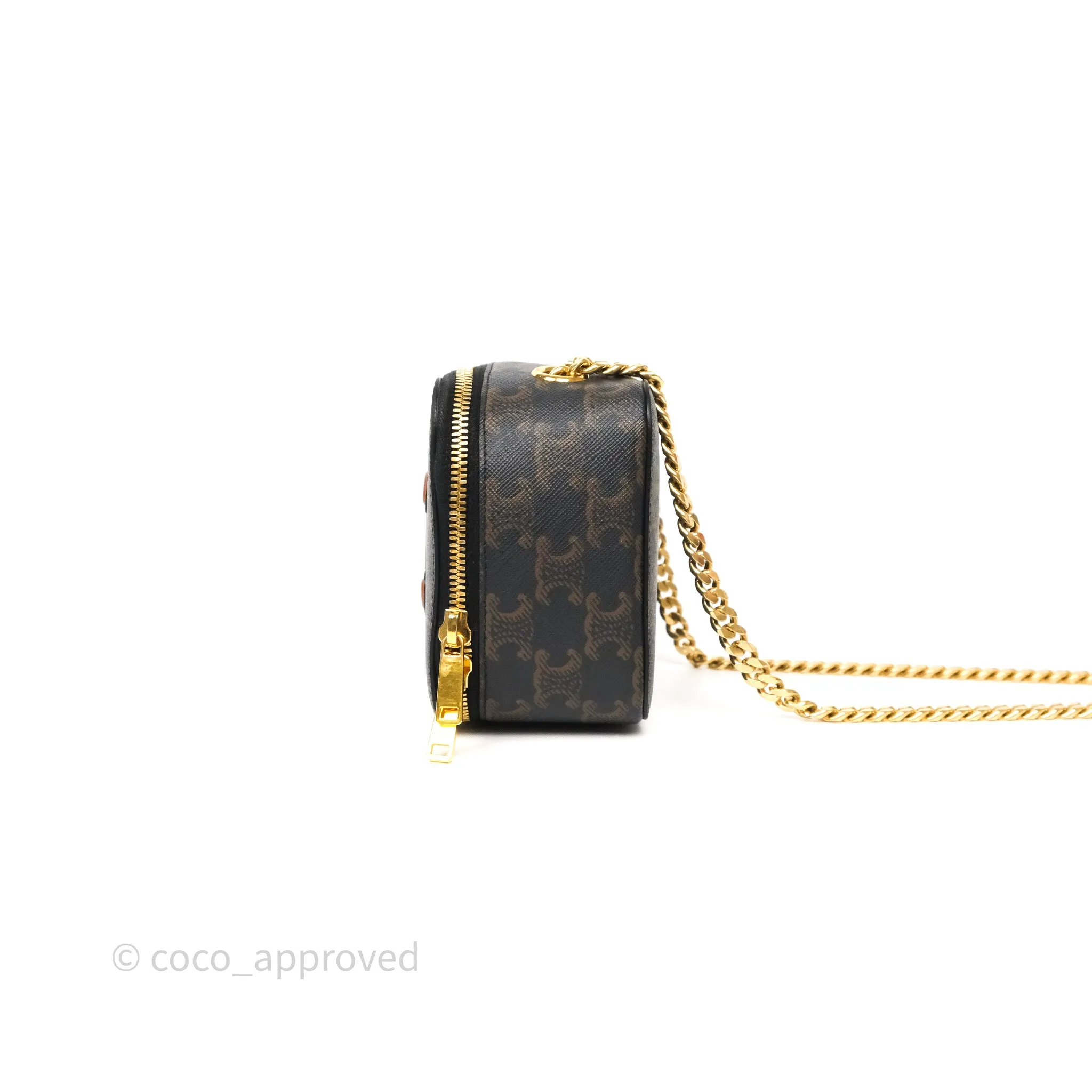 Celine Cuir Box On Chain Triomphe Canvas Tan Calfskin