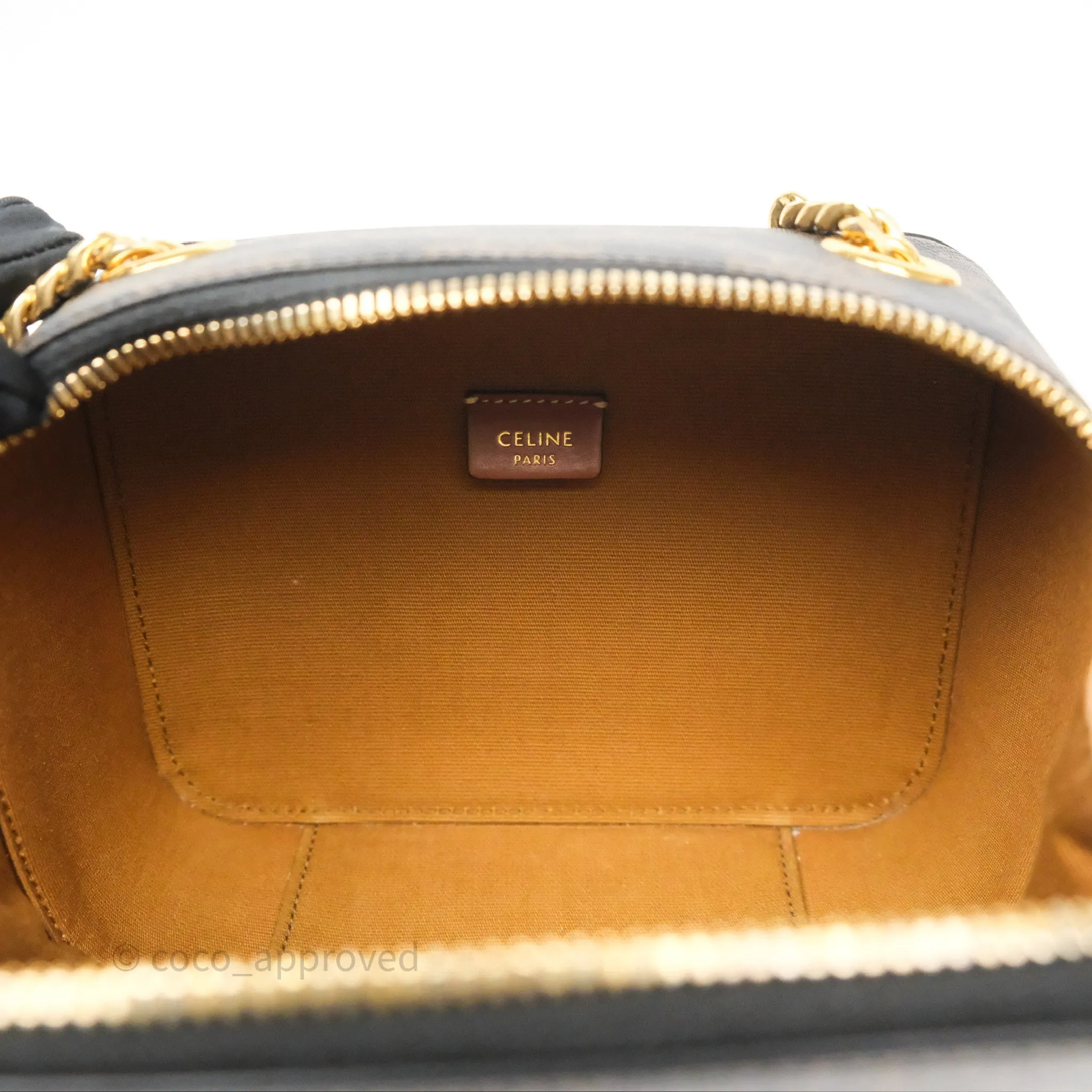 Celine Cuir Box On Chain Triomphe Canvas Tan Calfskin
