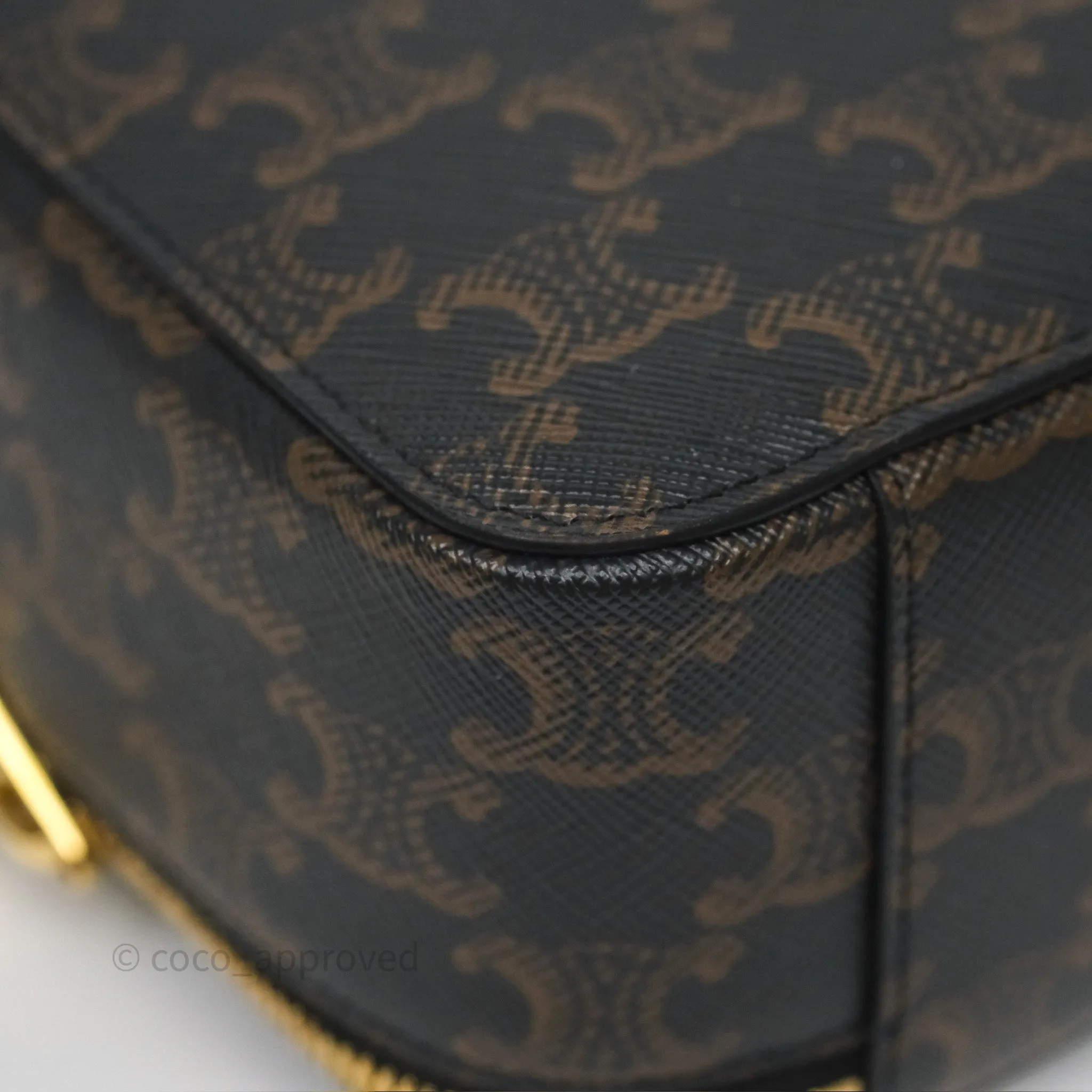 Celine Cuir Box On Chain Triomphe Canvas Tan Calfskin