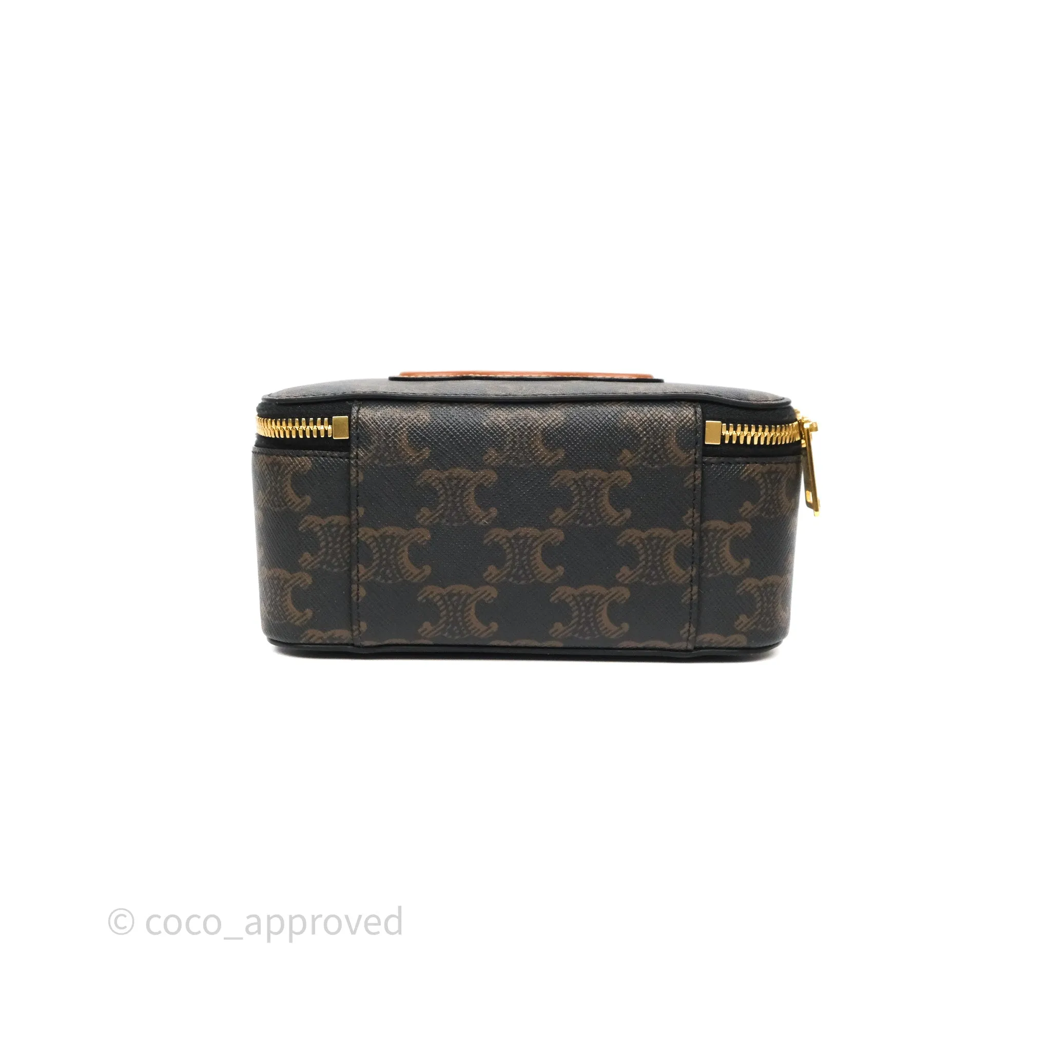 Celine Cuir Box On Chain Triomphe Canvas Tan Calfskin