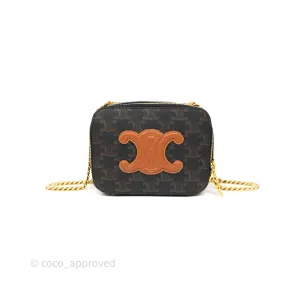 Celine Cuir Box On Chain Triomphe Canvas Tan Calfskin