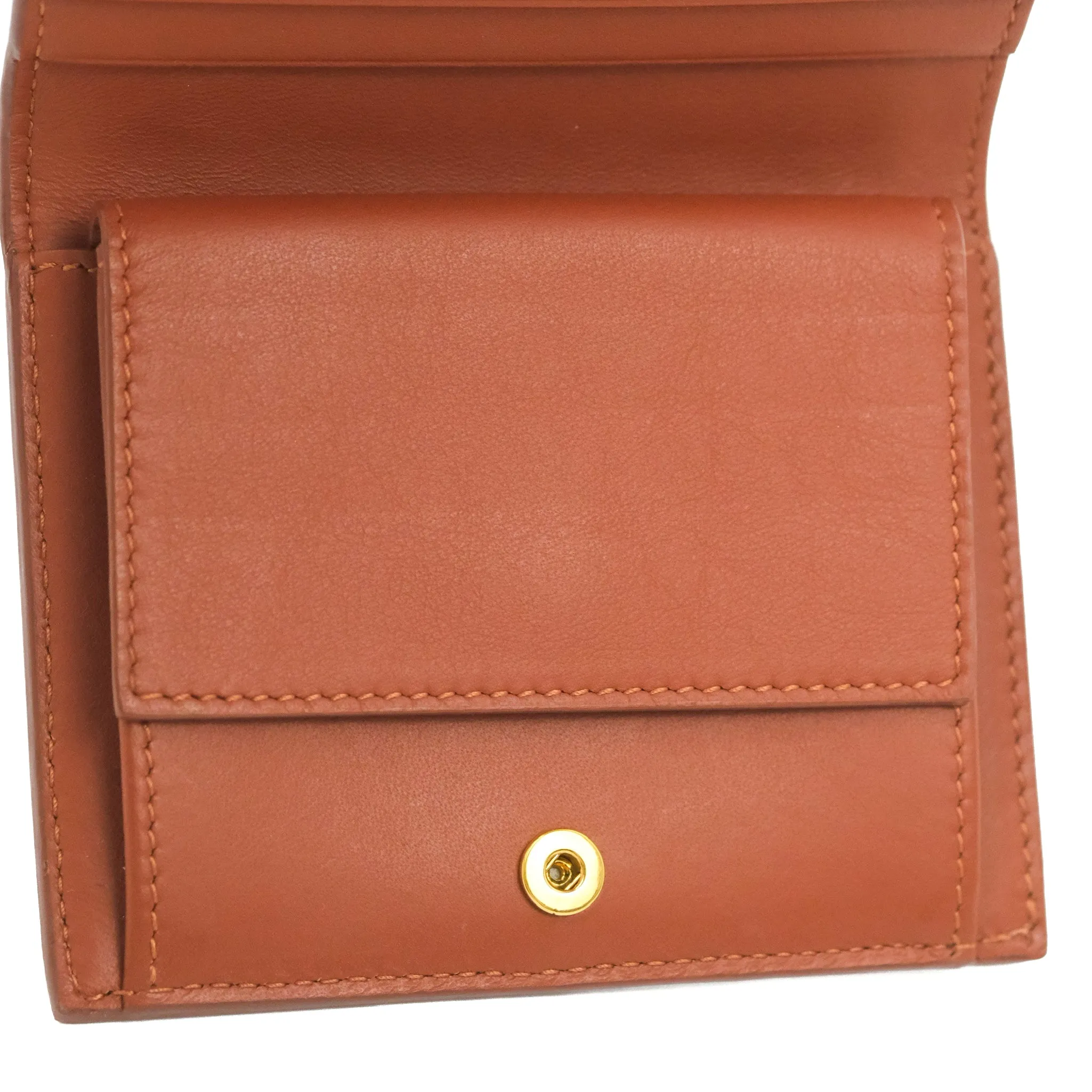 Celine Frame Wallet Brown Light Blue Lambskin Gold Hardware
