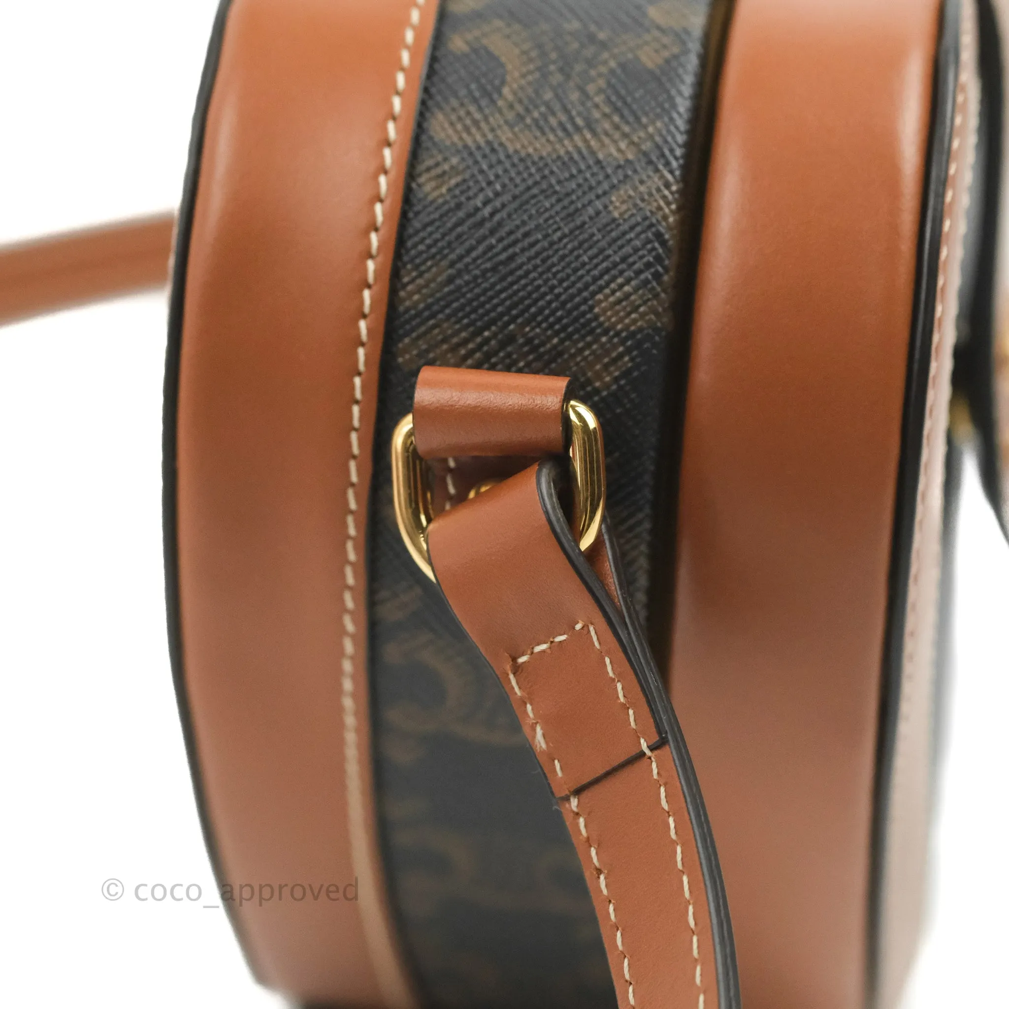 Celine Heart Tambour Bag Triomphe Canvas Tan