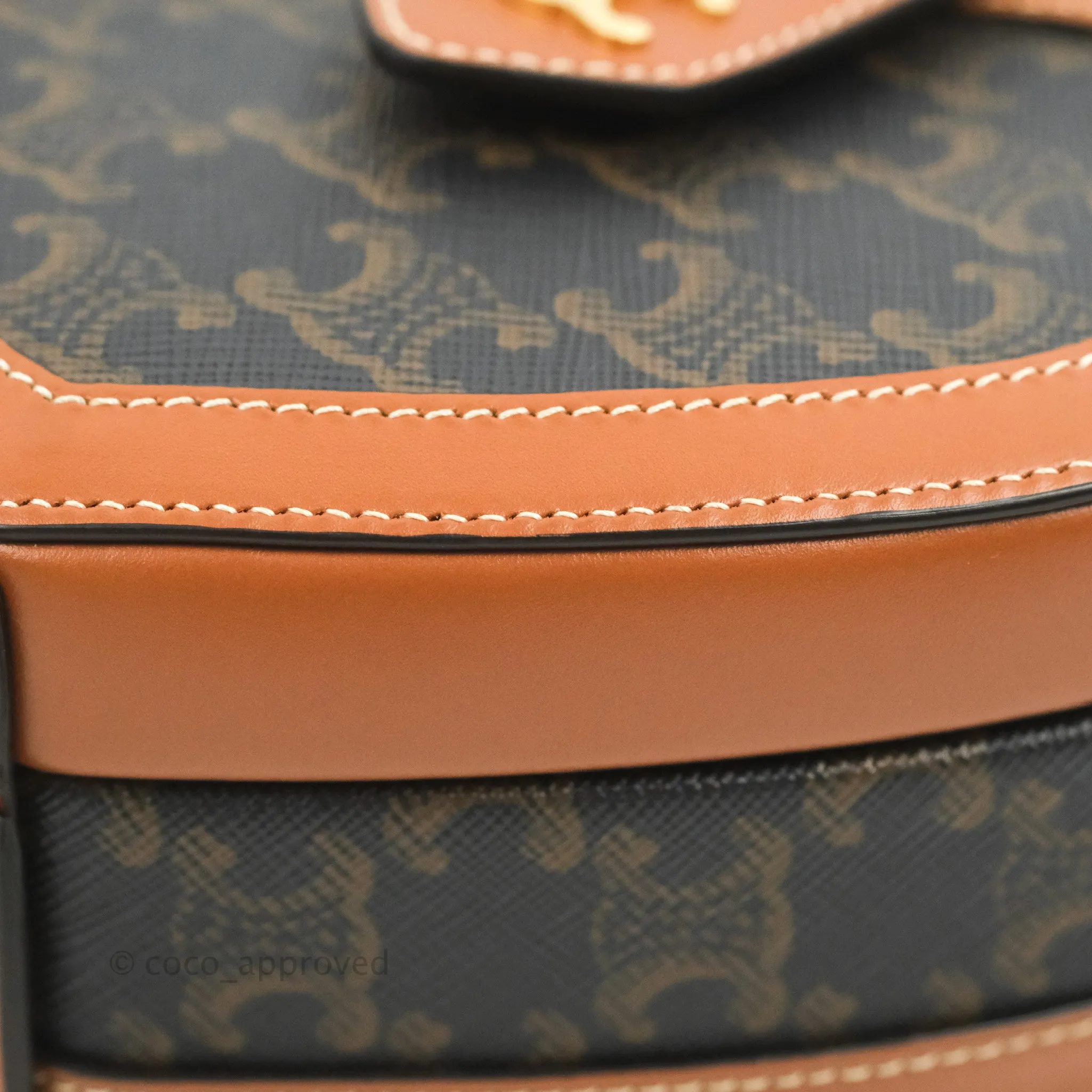 Celine Heart Tambour Bag Triomphe Canvas Tan